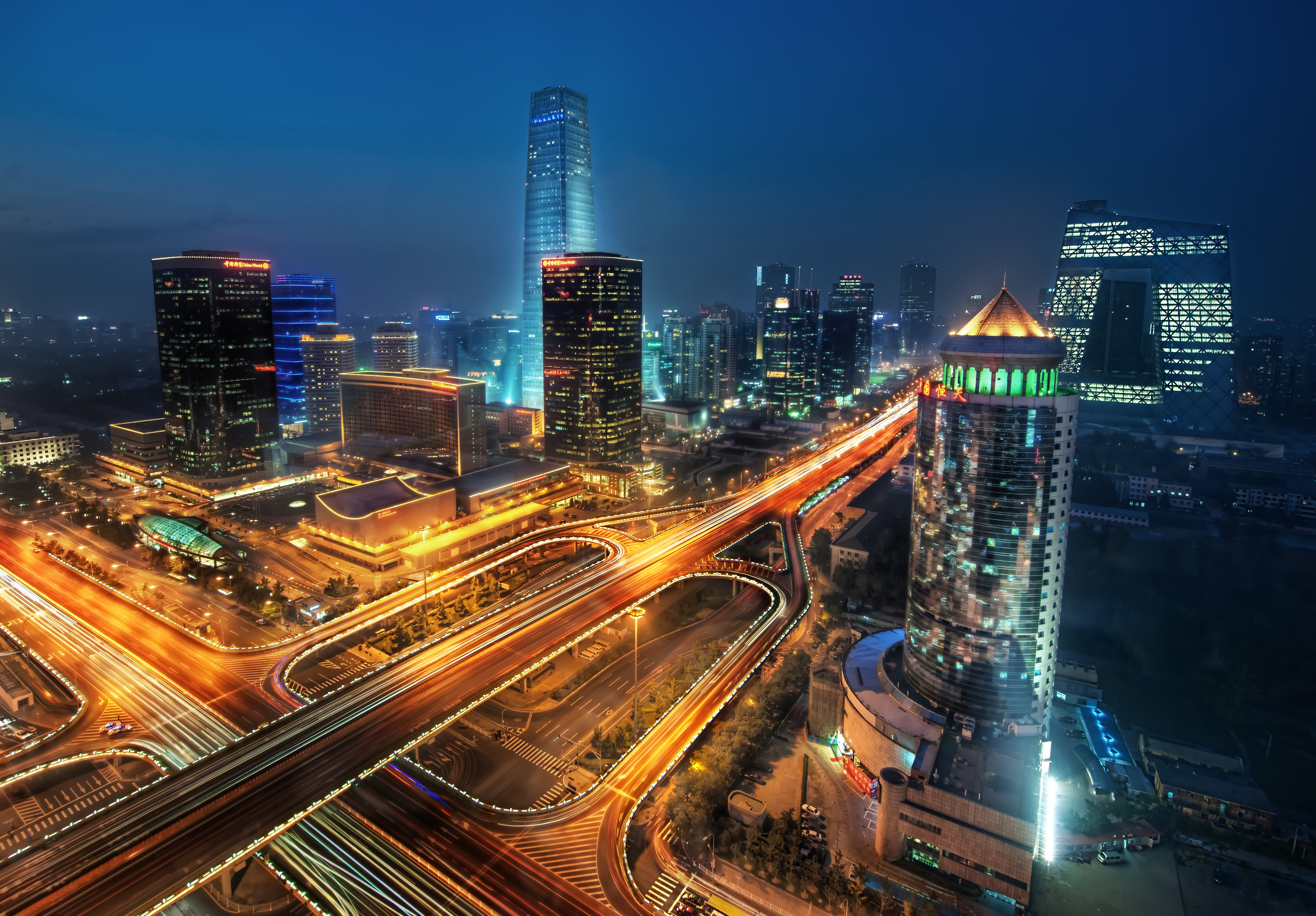 building, beijing, man made, china, city, highway, night, skyscraper, time lapse, cities