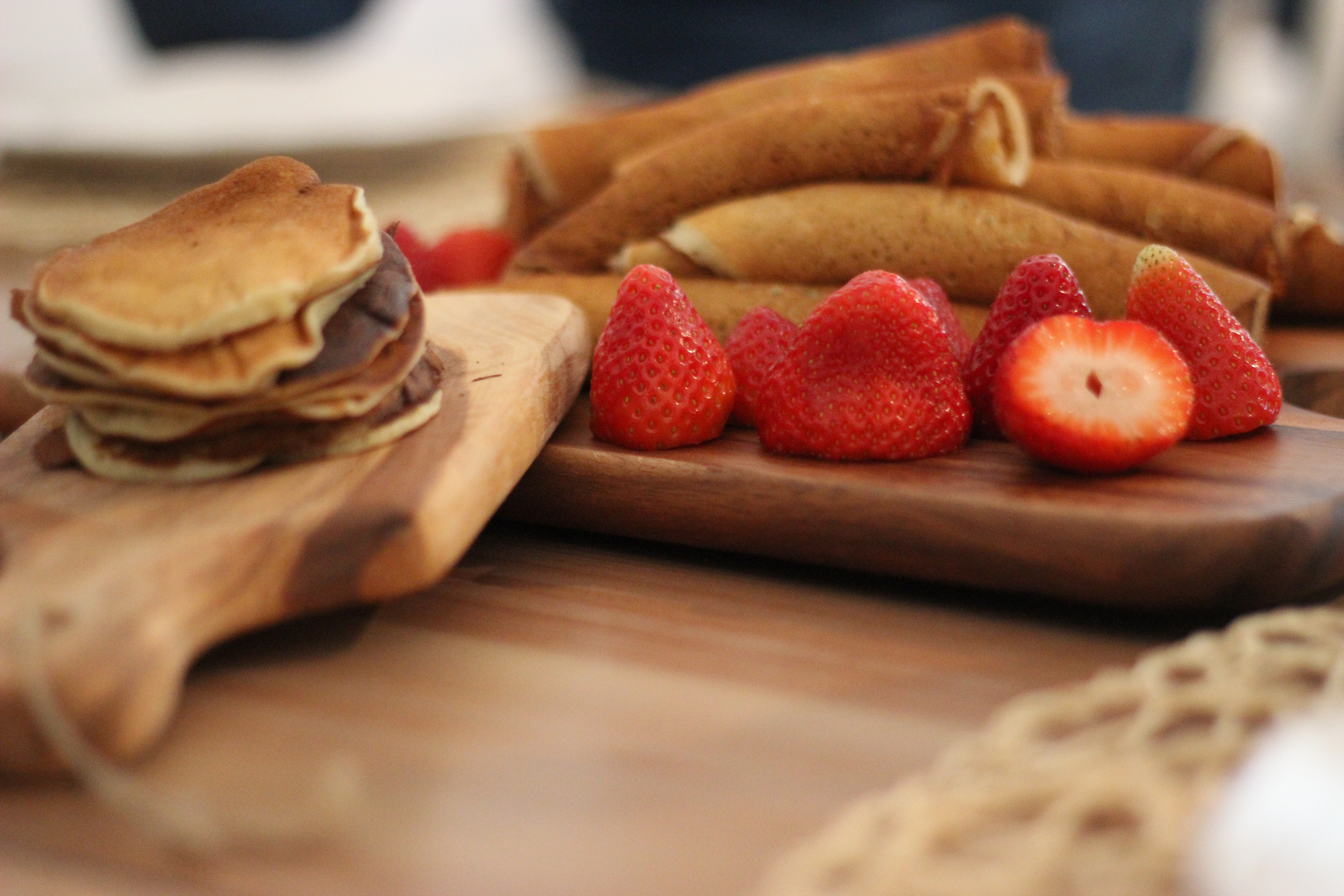 food, strawberry, pancakes, fritter
