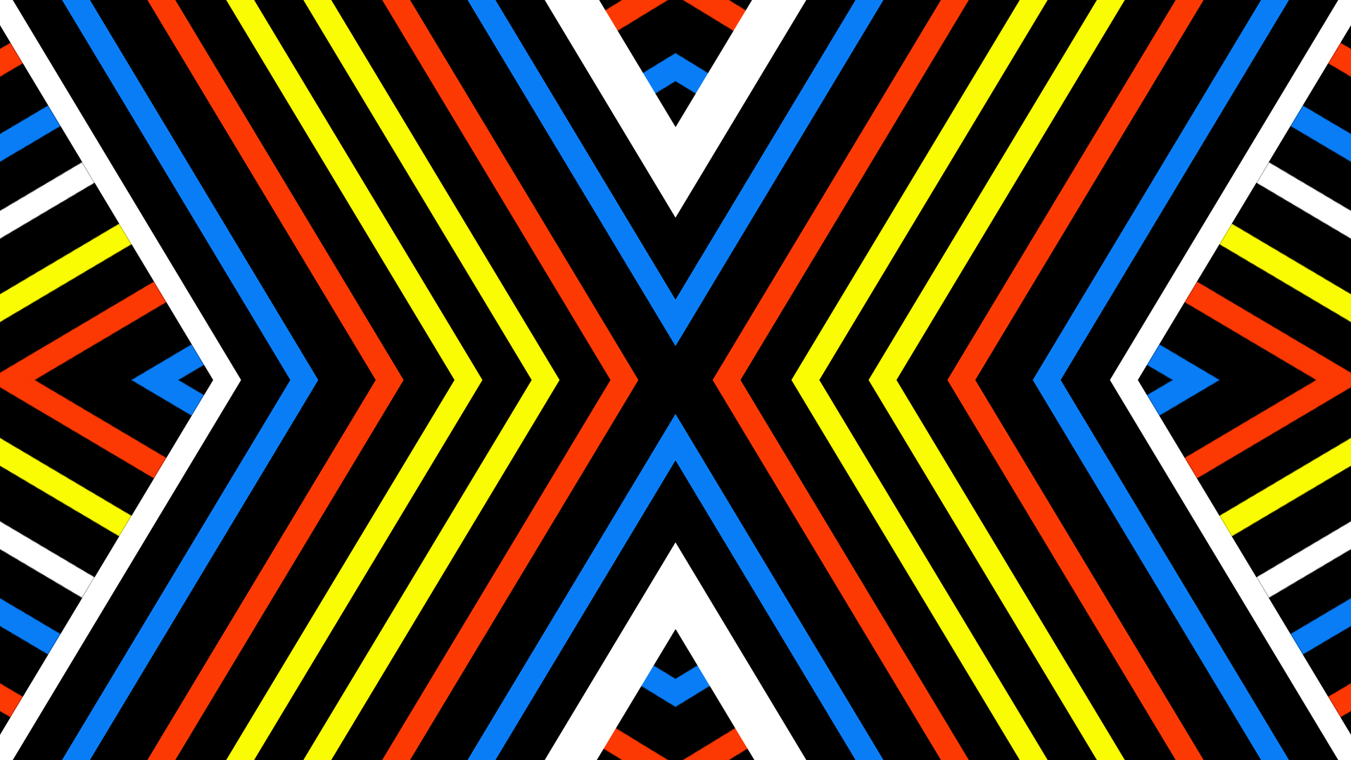 symmetry, abstract, stripes, blue, colorful, geometry, red, yellow 4K