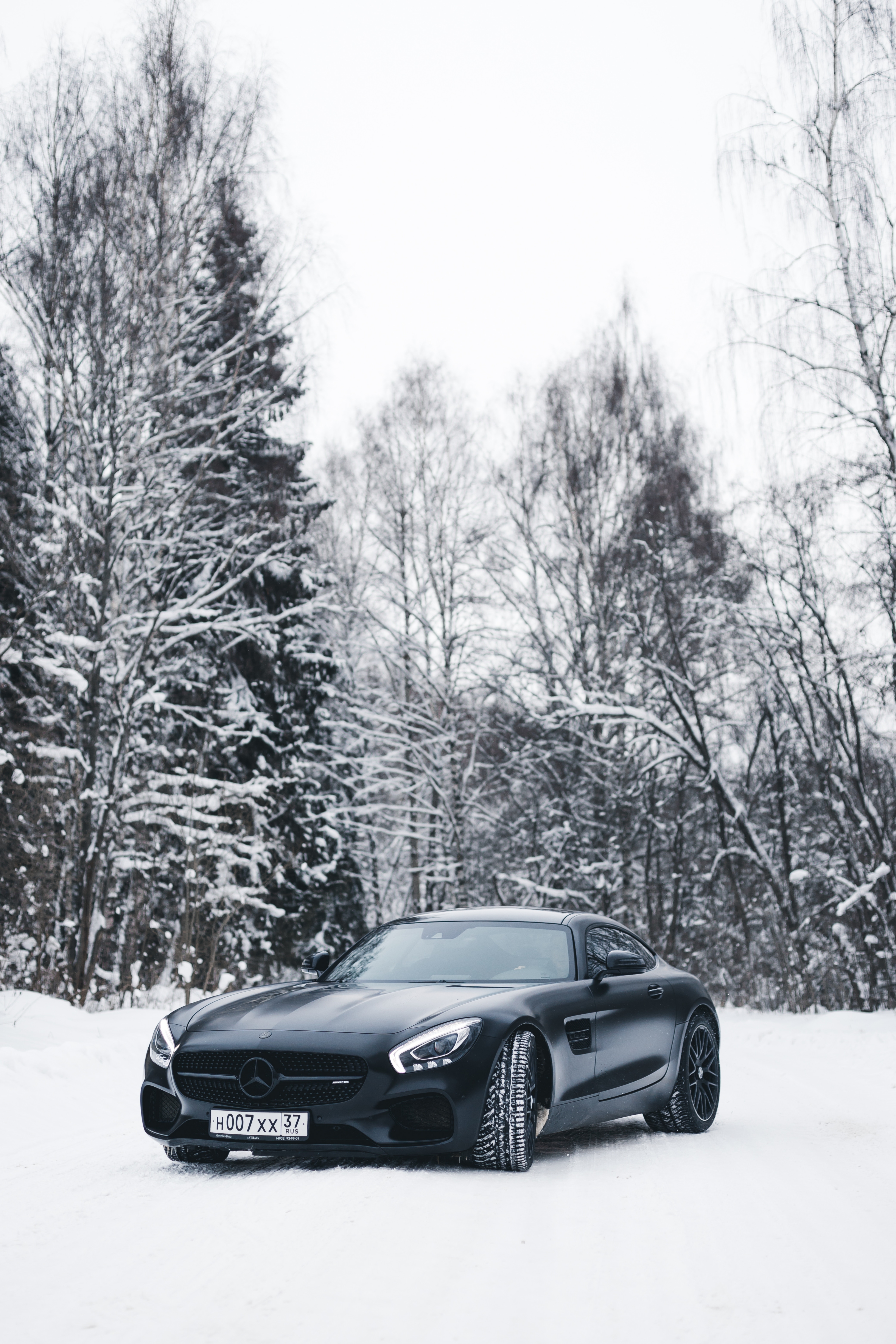 cars, mercedes benz, mercedes, black, forest, snow