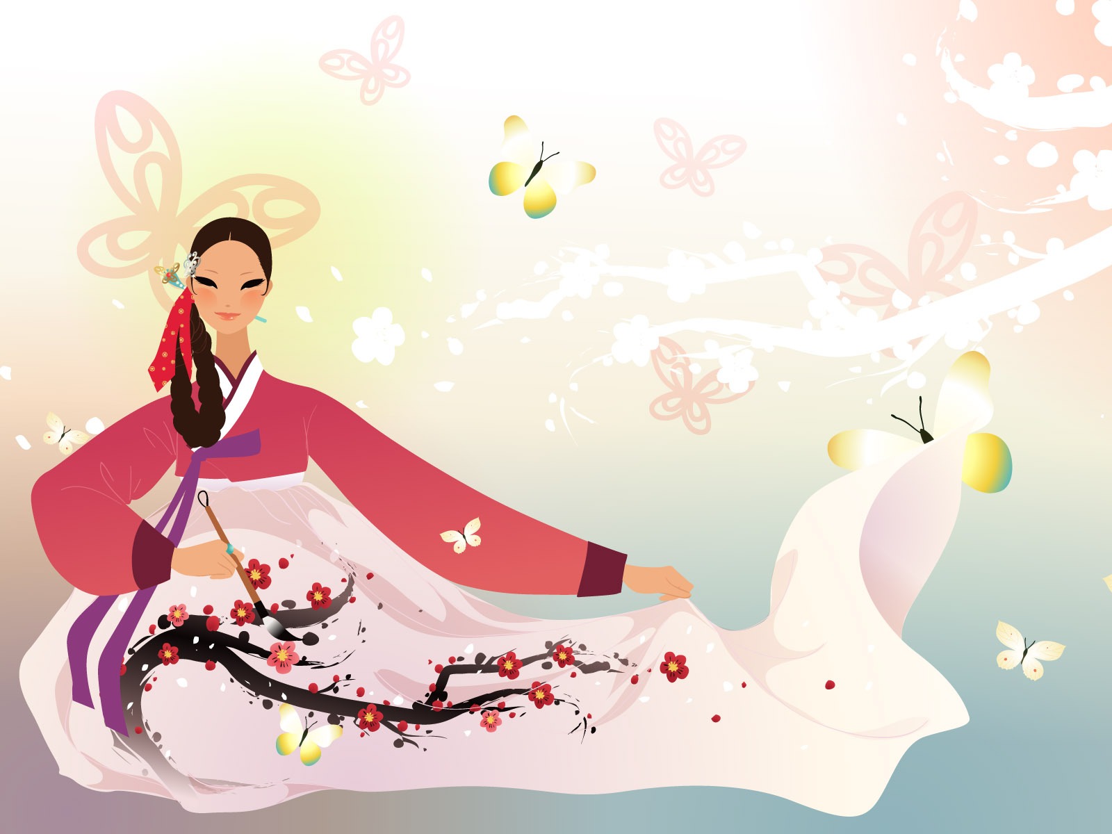 korea, women, artistic, traditional costume HD wallpaper
