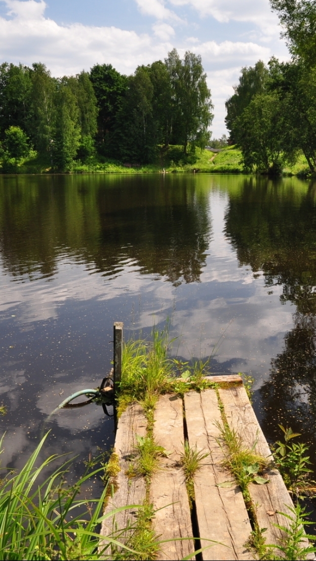 Отражение мостки в воде