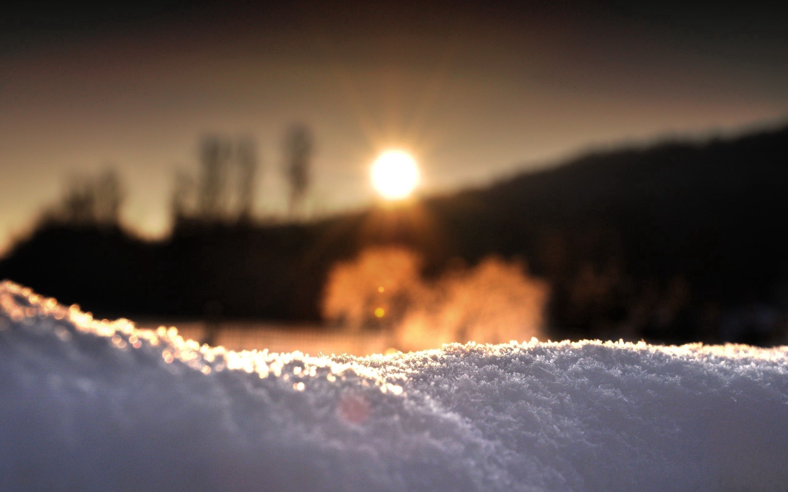 nature, sunset, sun, snow, macro, grains, krupinka Phone Background