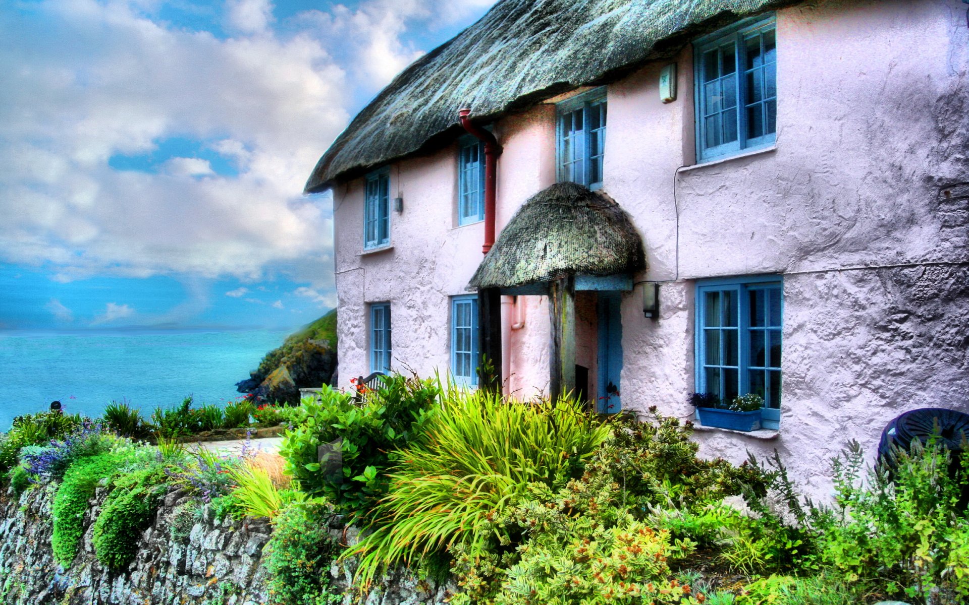man made, cottage, cornwall, england, house