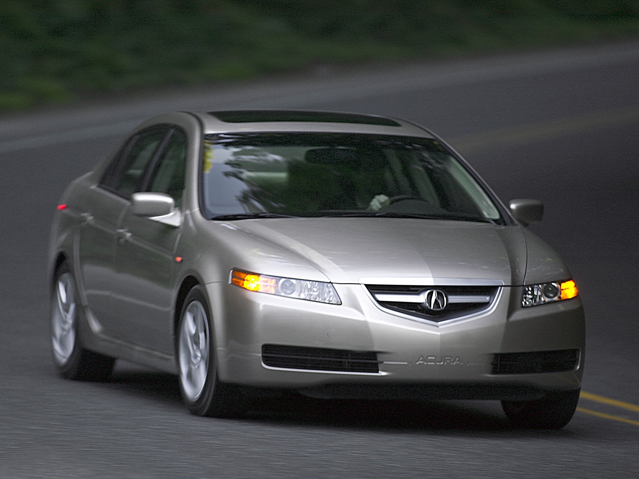 Download mobile wallpaper Akura, Tl, 2004, Silver Metallic, Acura, Style, Asphalt, Auto, Front View, Cars for free.