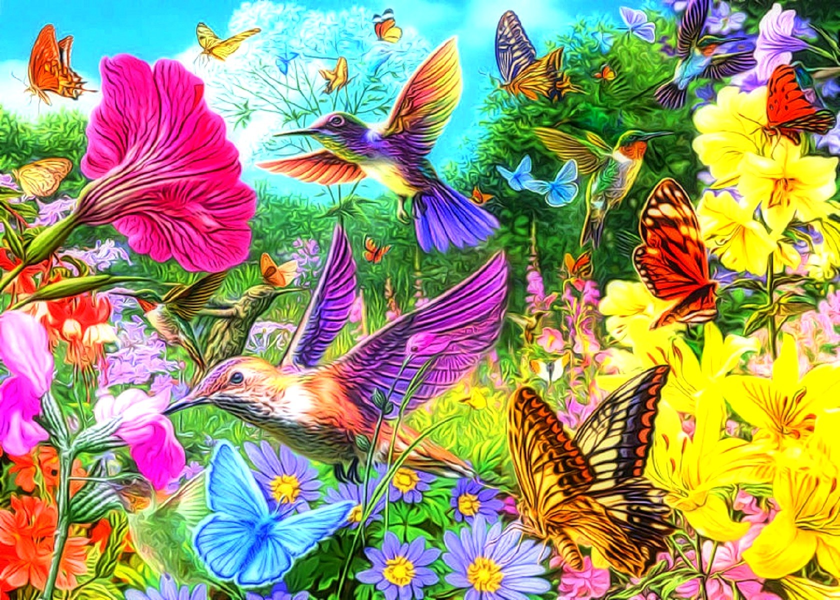 Бабочки и птички