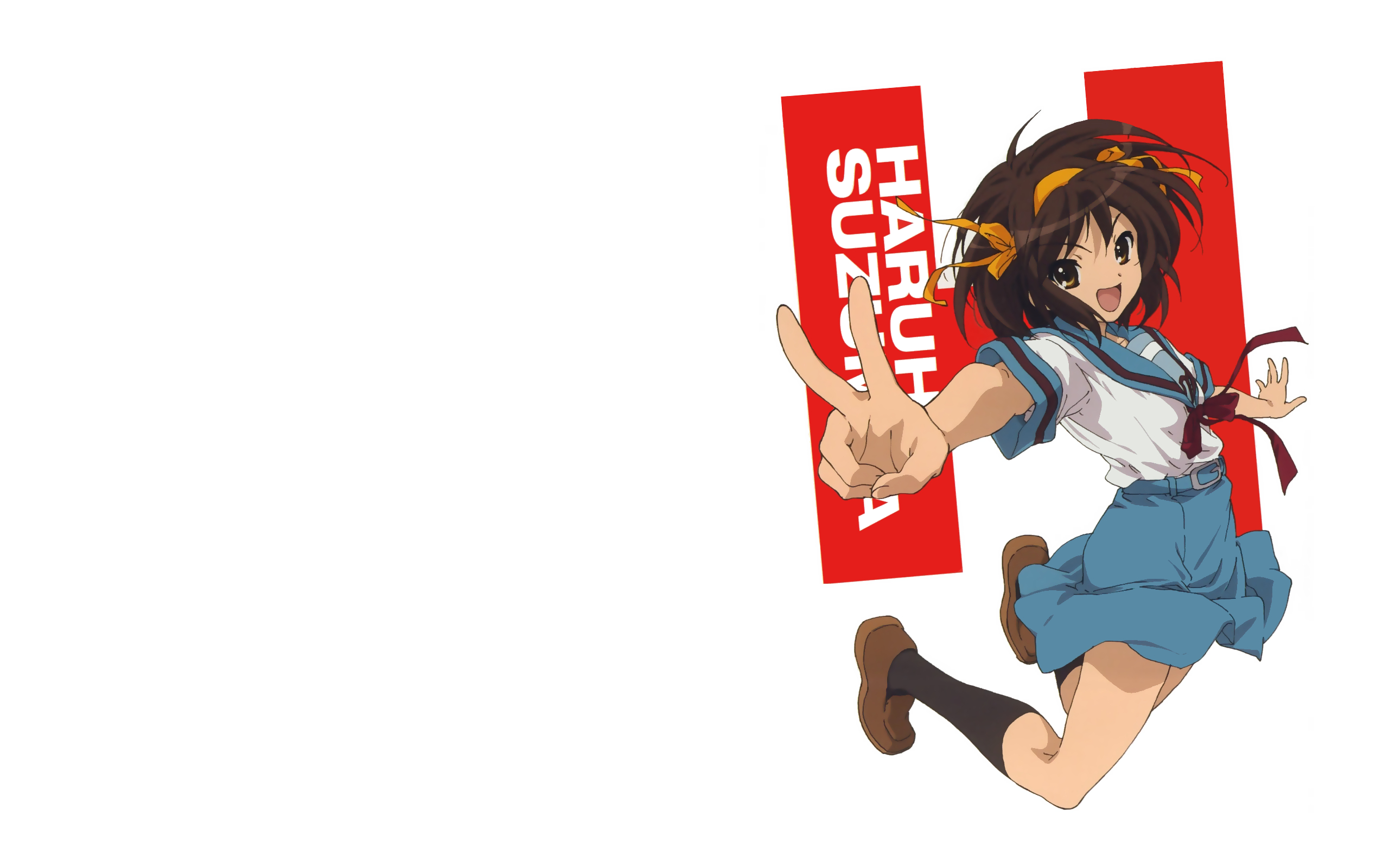 anime, the melancholy of haruhi suzumiya, brown eyes, brown hair, haruhi suzumiya, school uniform, short hair, skirt