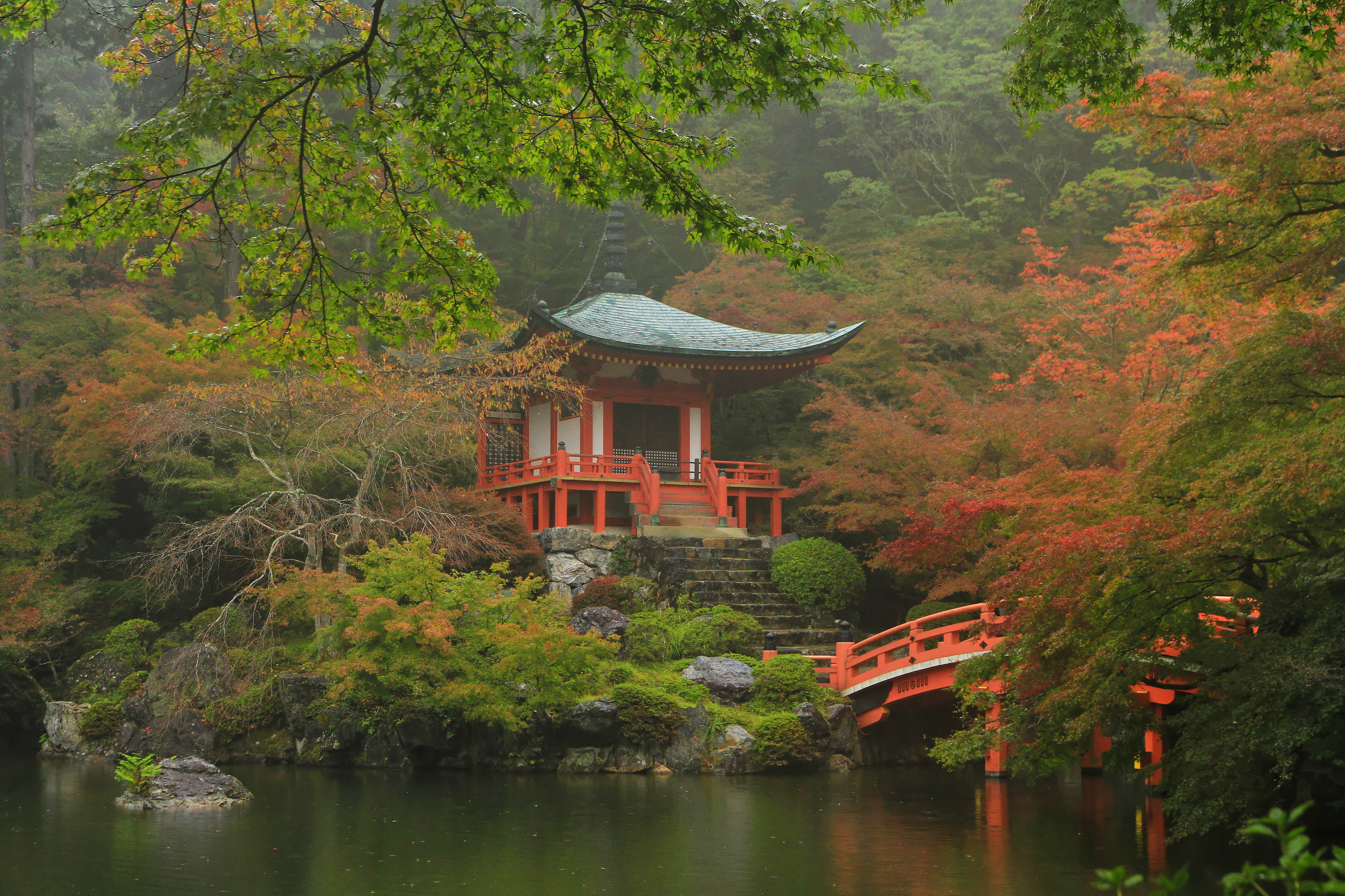 Download mobile wallpaper Fall, Pagoda, Temple, Temples, Kyoto, Shrine, Religious, Daigo Ji for free.