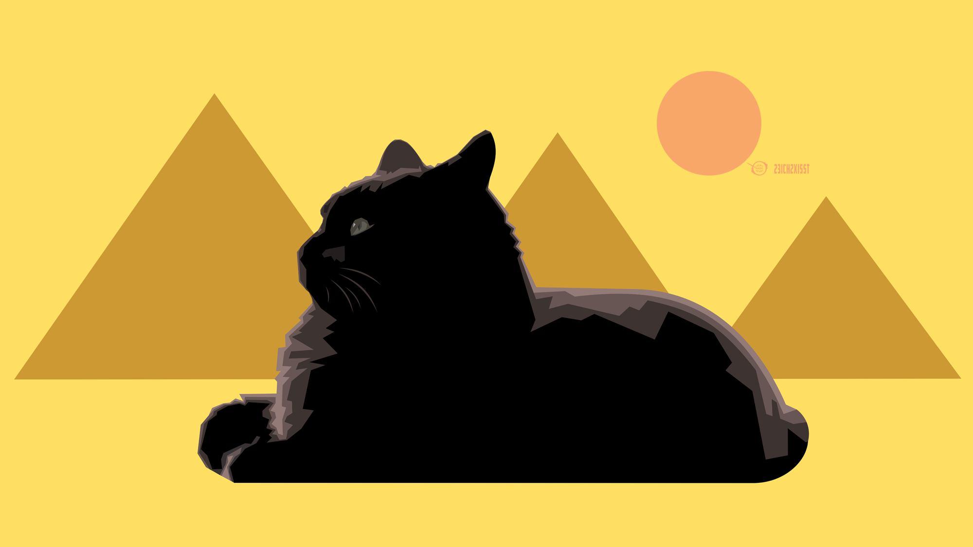 Кот на фоне египетских пирамид