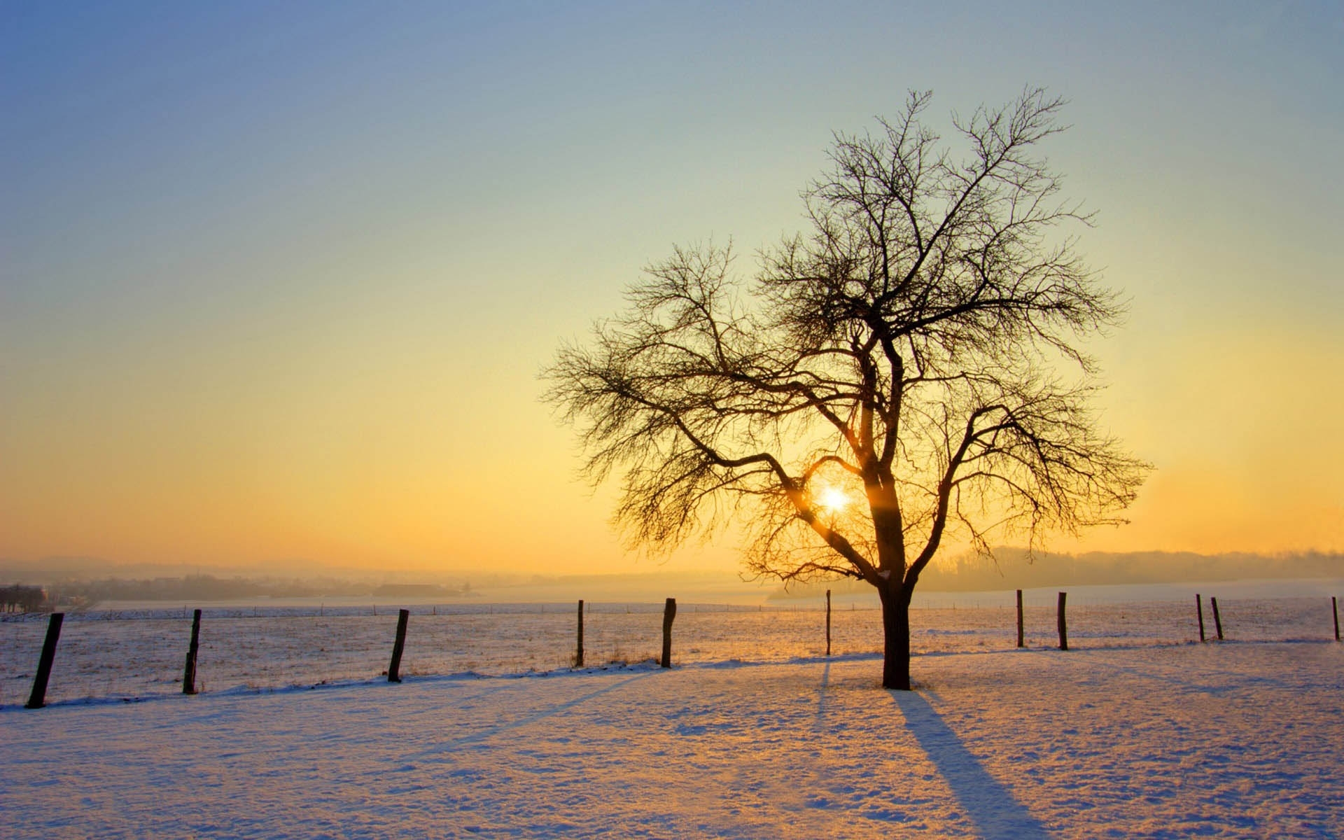 Laden Sie das Sunset, Natur, Landschaft, Schnee-Bild kostenlos auf Ihren PC-Desktop herunter
