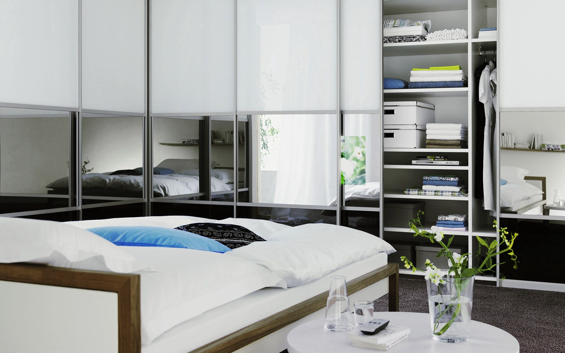 Mobile wallpaper bedroom, interior, miscellanea, miscellaneous, bed, sleeping, cabinets