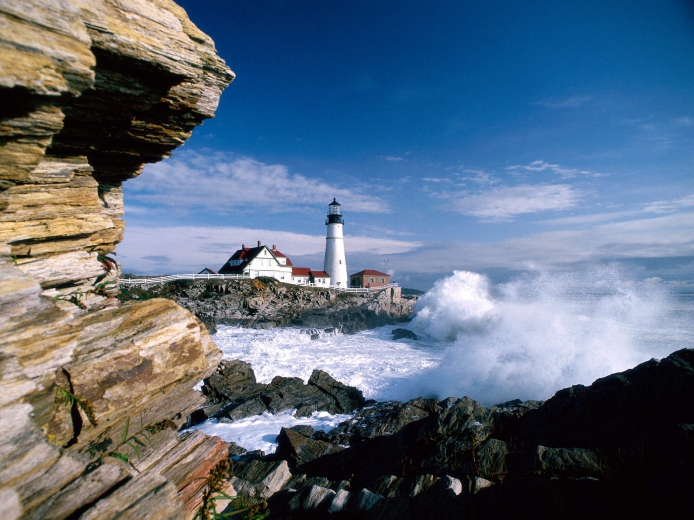 lighthouses, blue, nature, landscape, sea