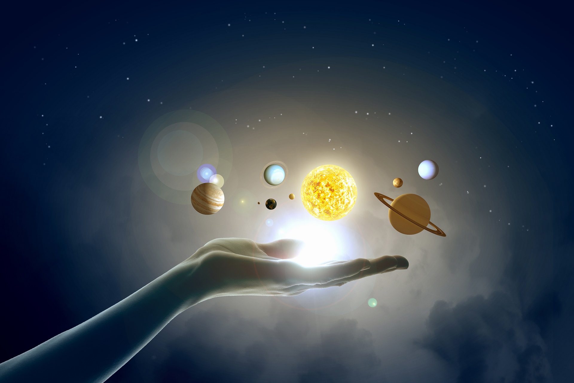 Download mobile wallpaper Hand, Planet, Sci Fi, Solar System for free.