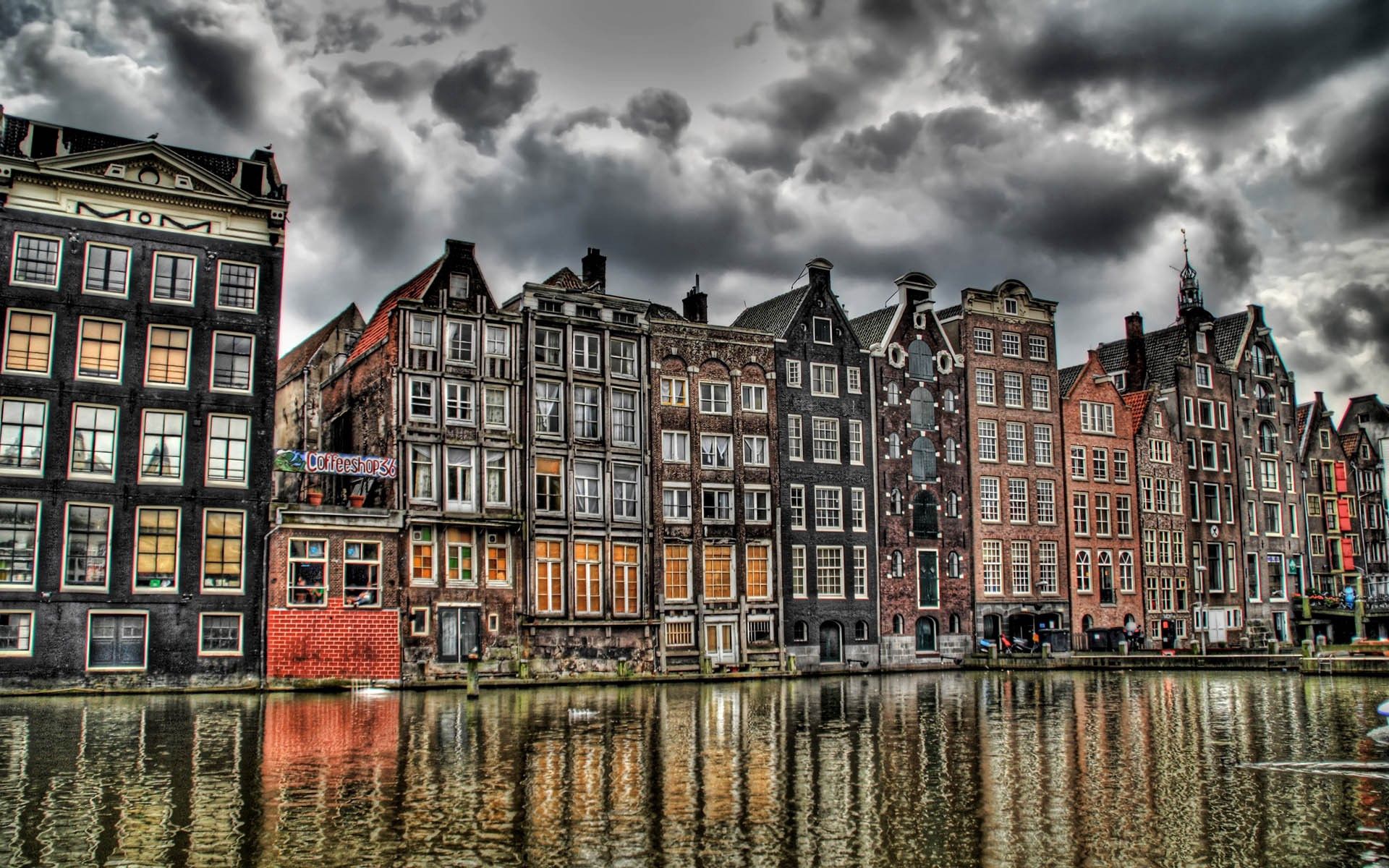 cities, houses, rivers, building, hdr, holland Full HD