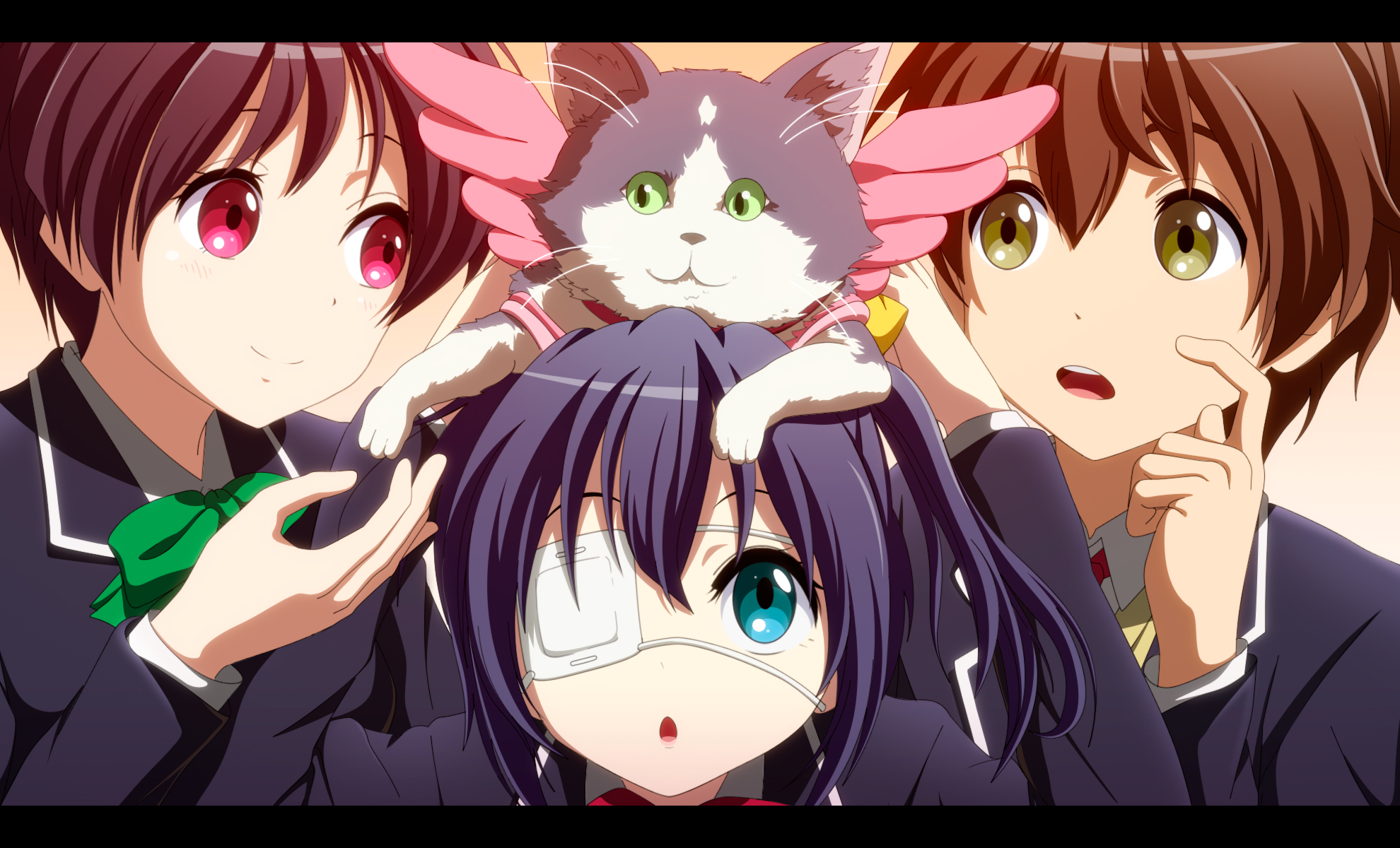 rikka takanashi, love chunibyo & other delusions, anime, cat, kumin tsuyuri, yūta togashi Phone Background