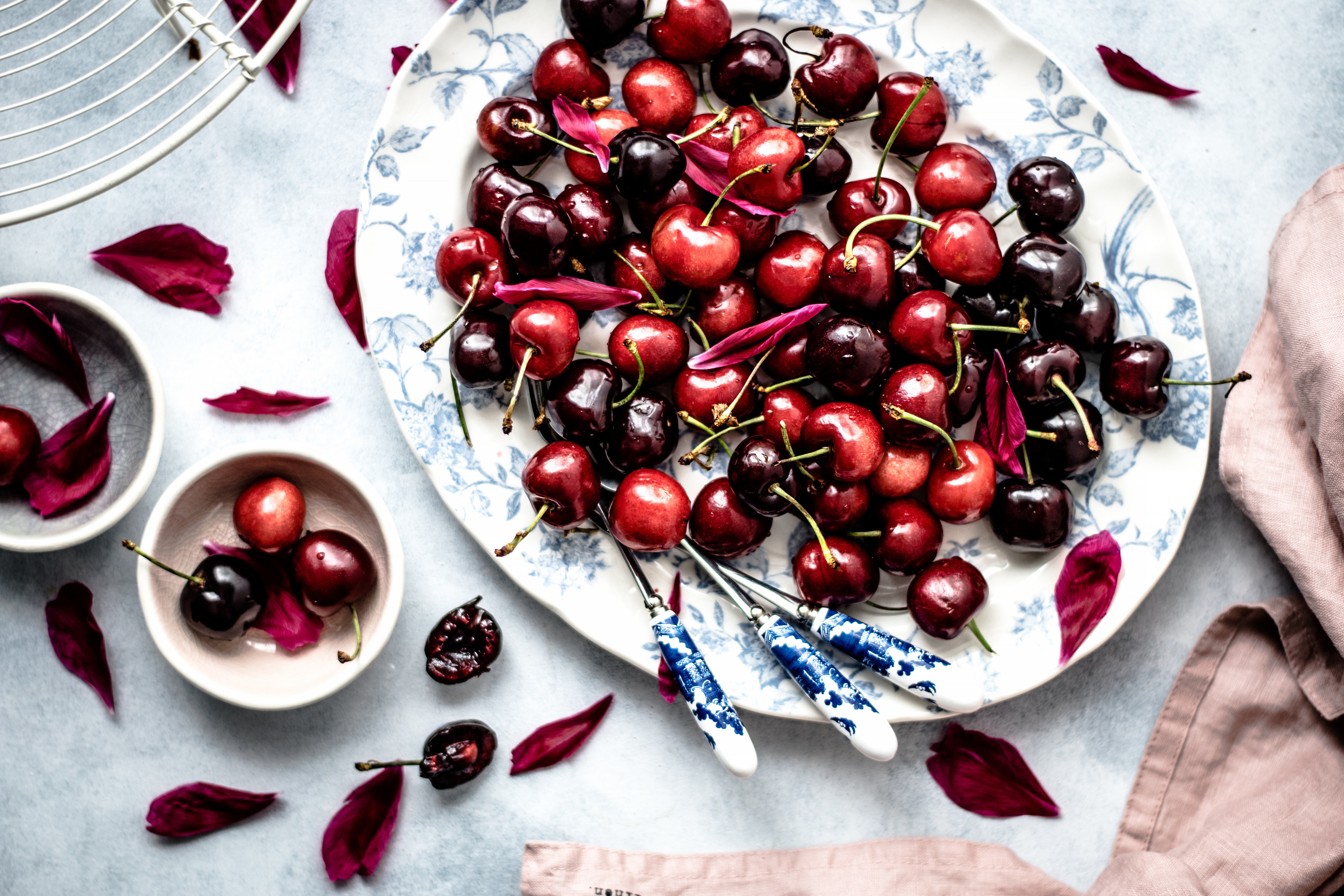 food, cherry, berry, plate, fruits wallpaper for mobile