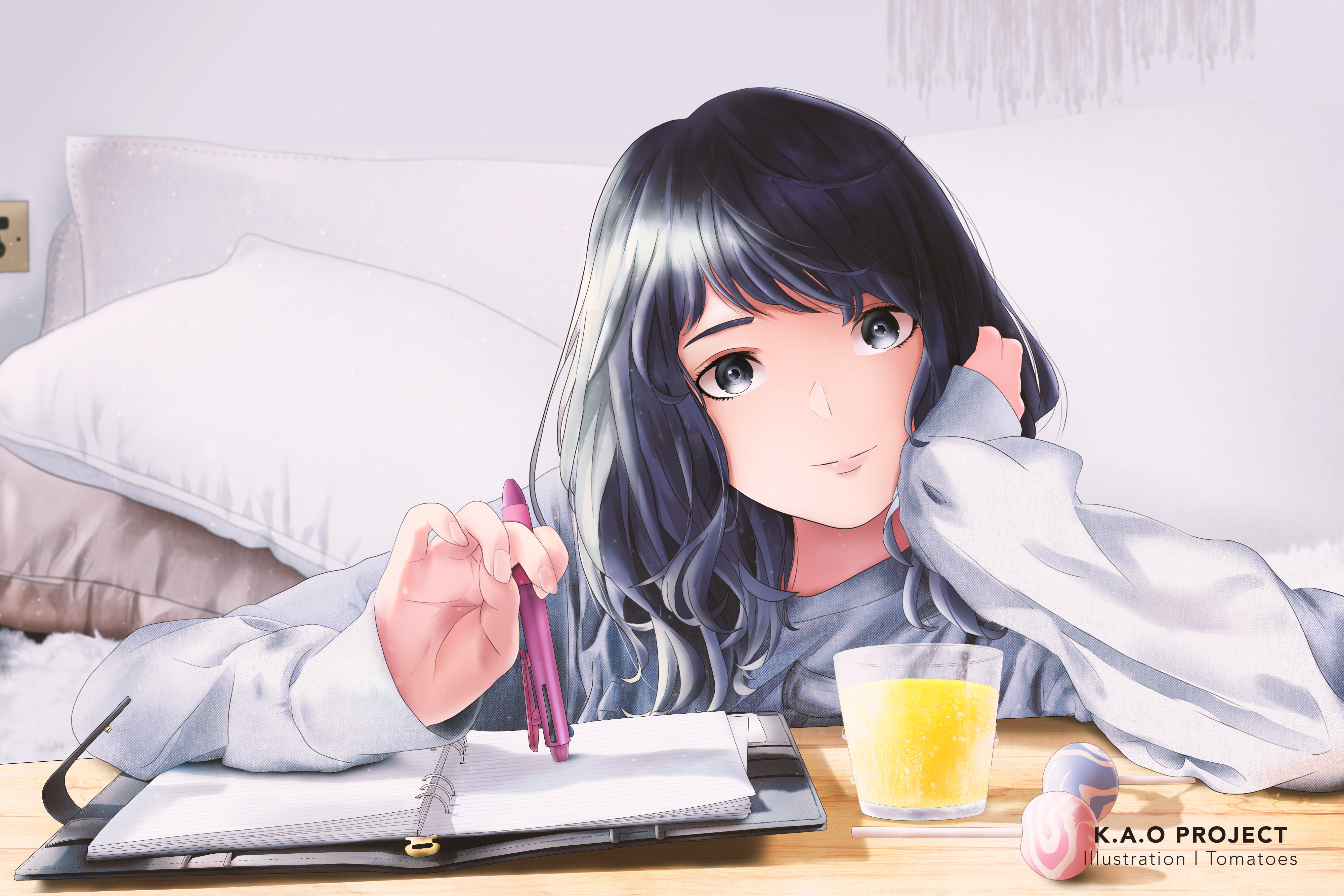 Download background anime, original, glass, pen