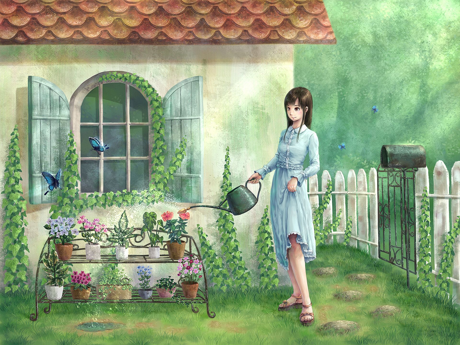 The garden is green. Spirited away обои.