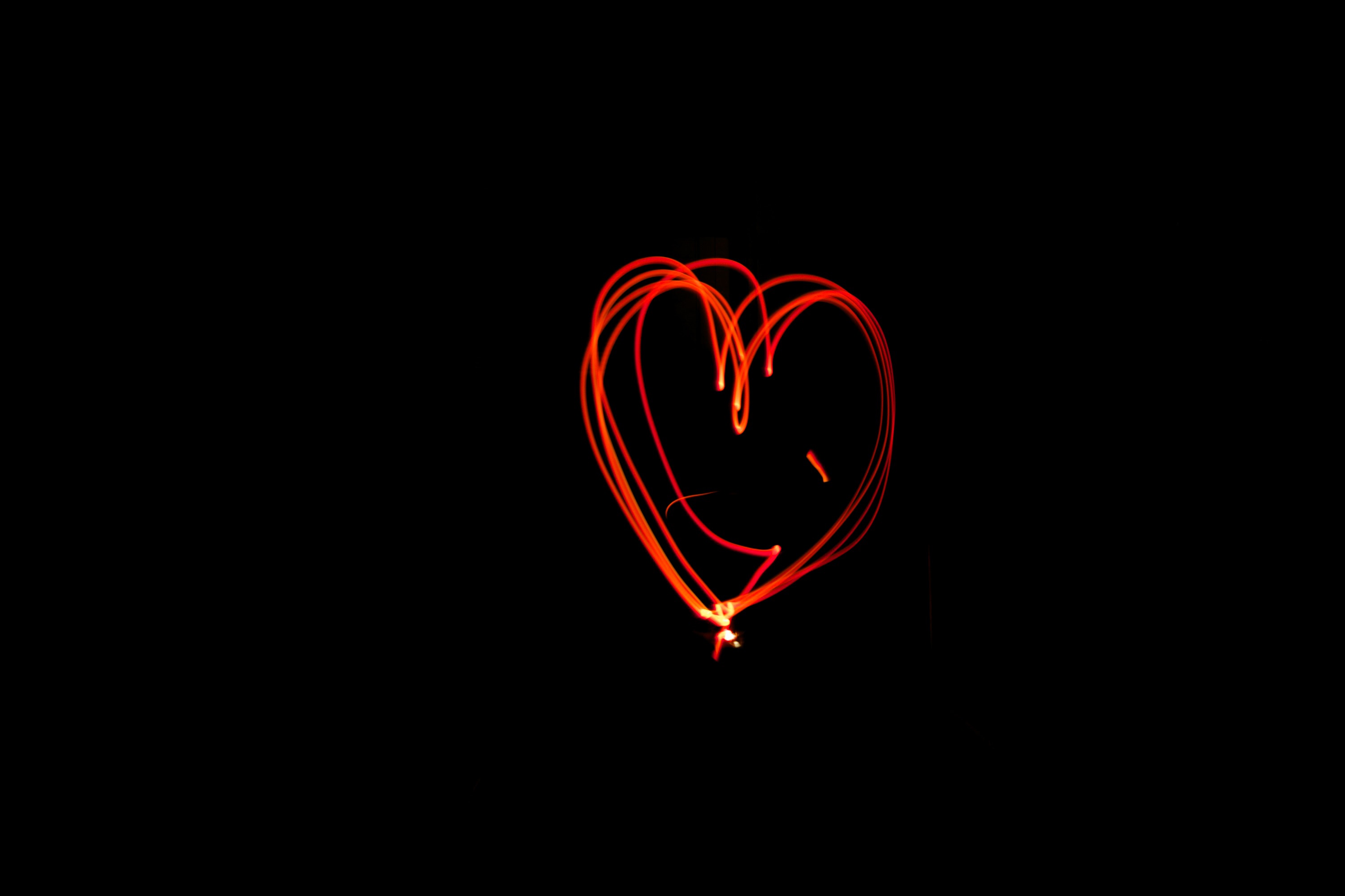 love, dark, shine, light, lines, heart 4K for PC