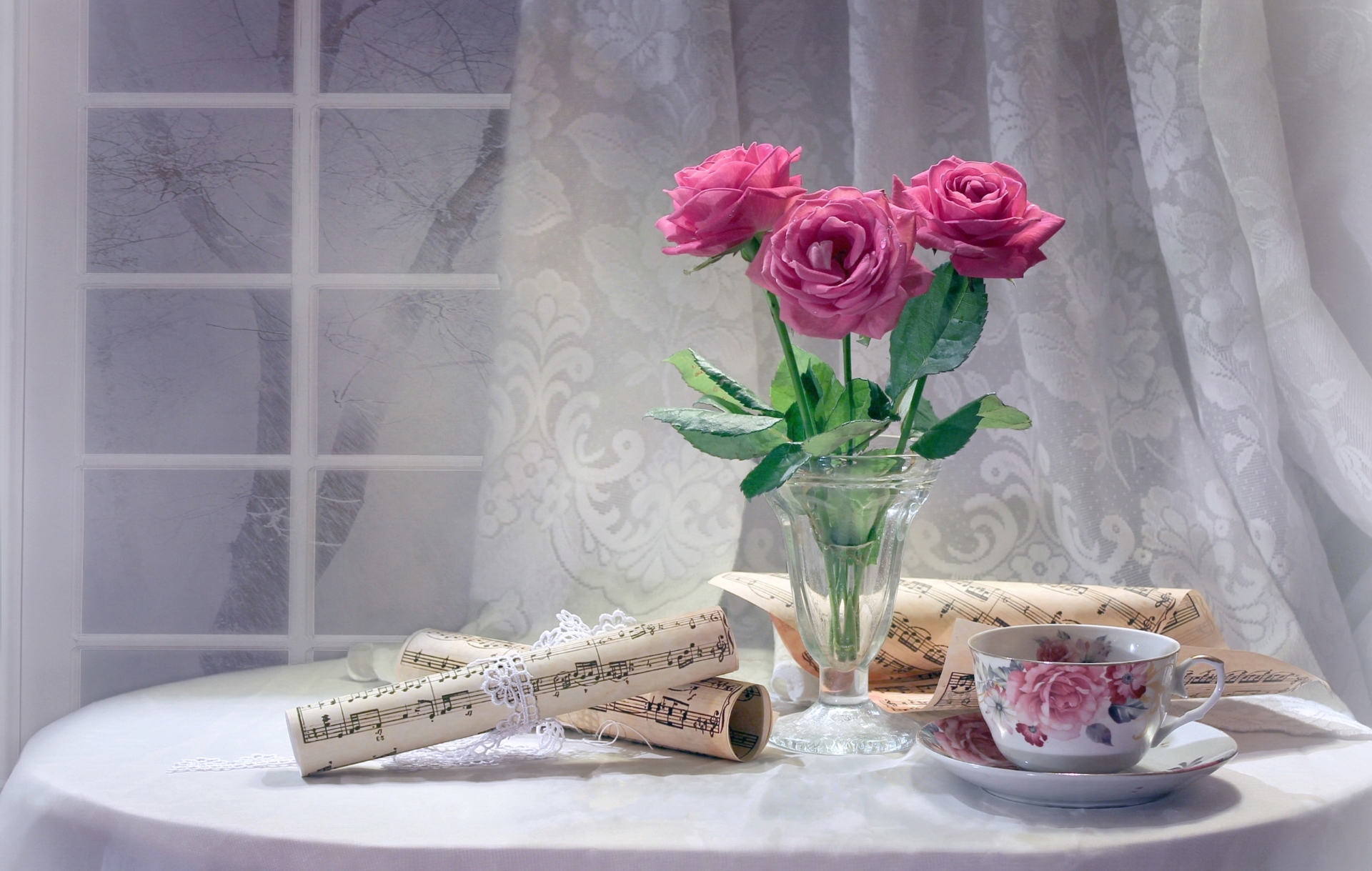 735090 скачать обои роза, розовая роза, натюрморт, фотографии, чашка чая - заставки и картинки бесплатно
