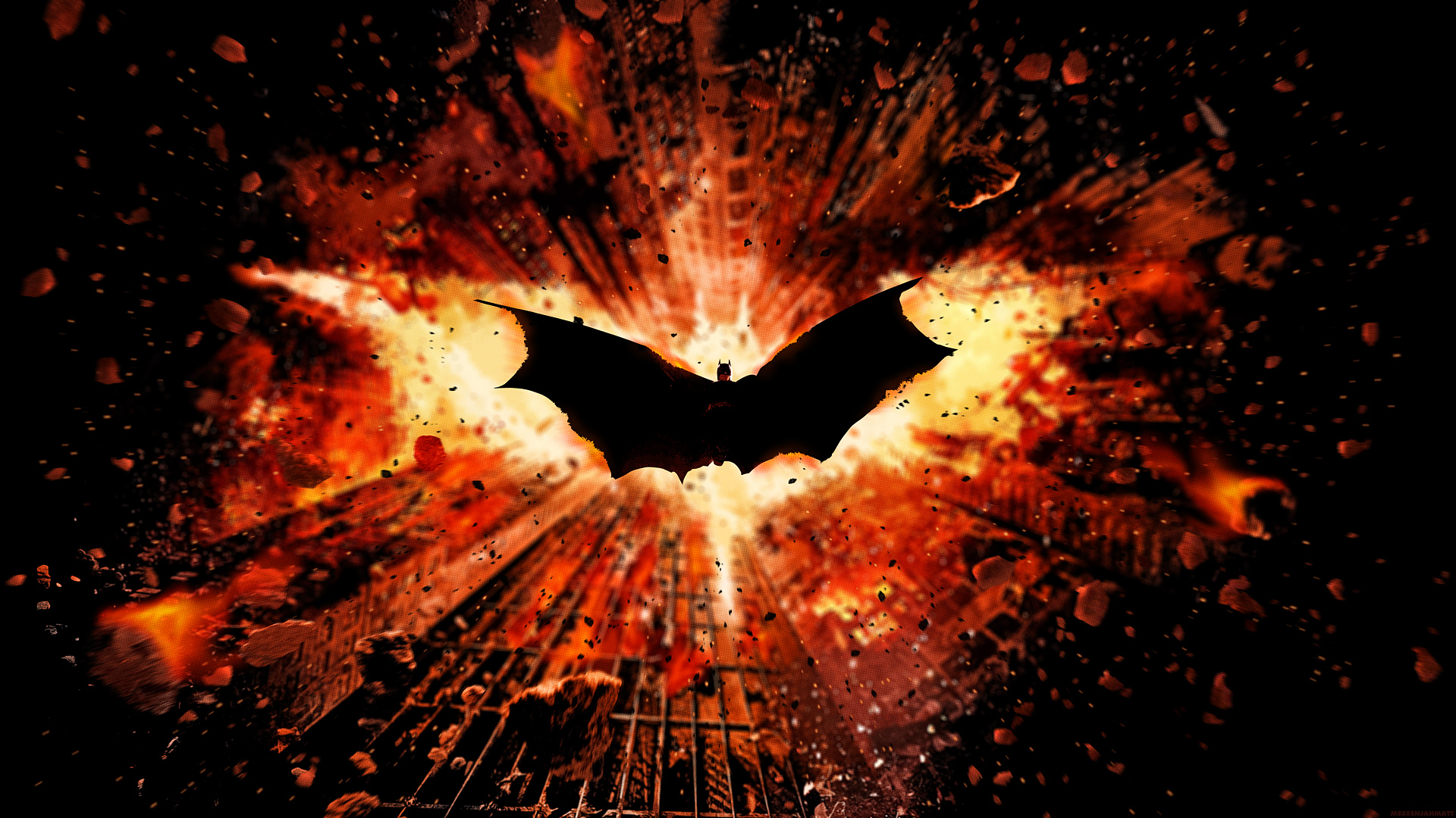 Логотип Бэтмена в огне