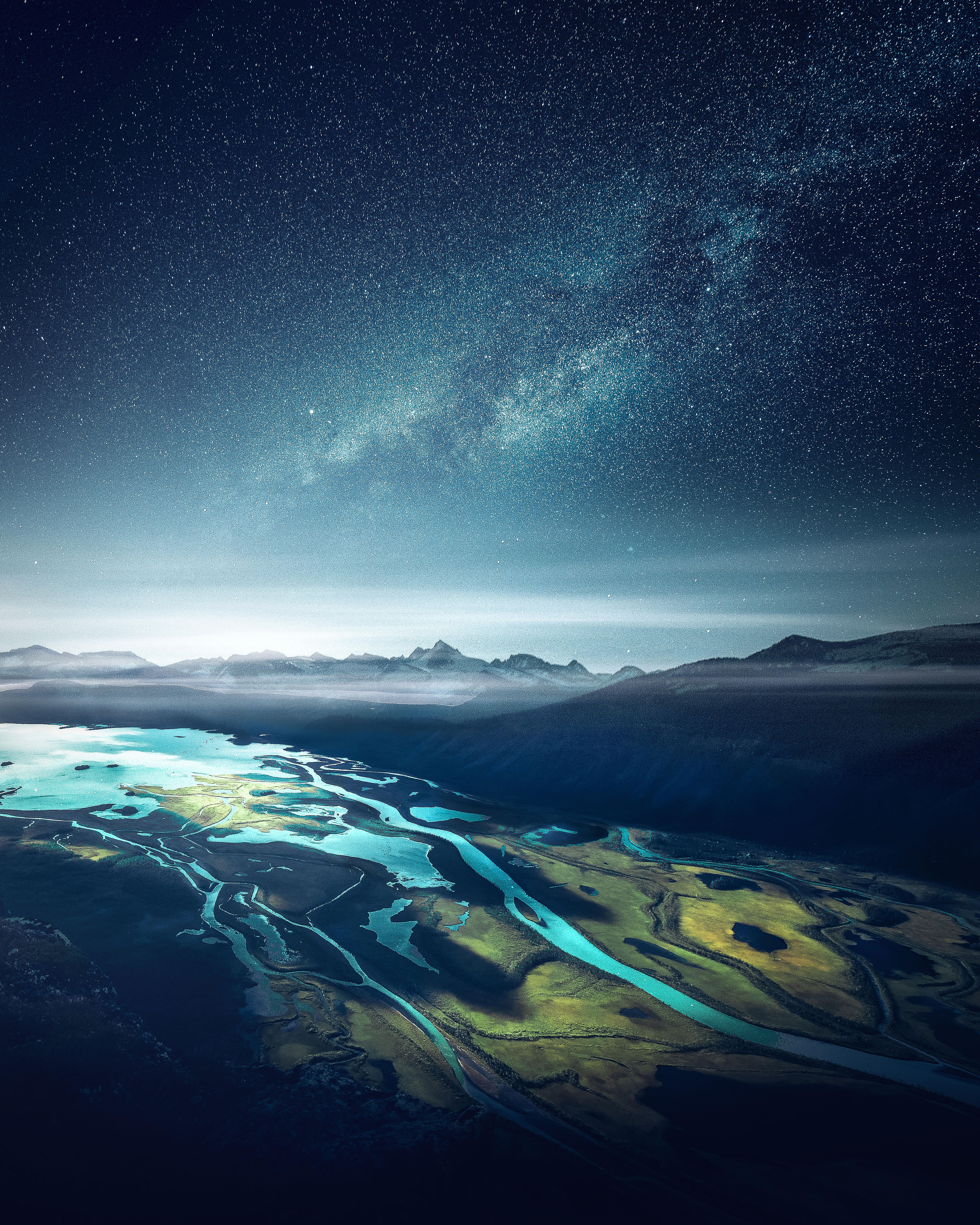 Free download wallpaper Mountains, Bay, Fiord, Nature, Starry Sky, Ford on your PC desktop