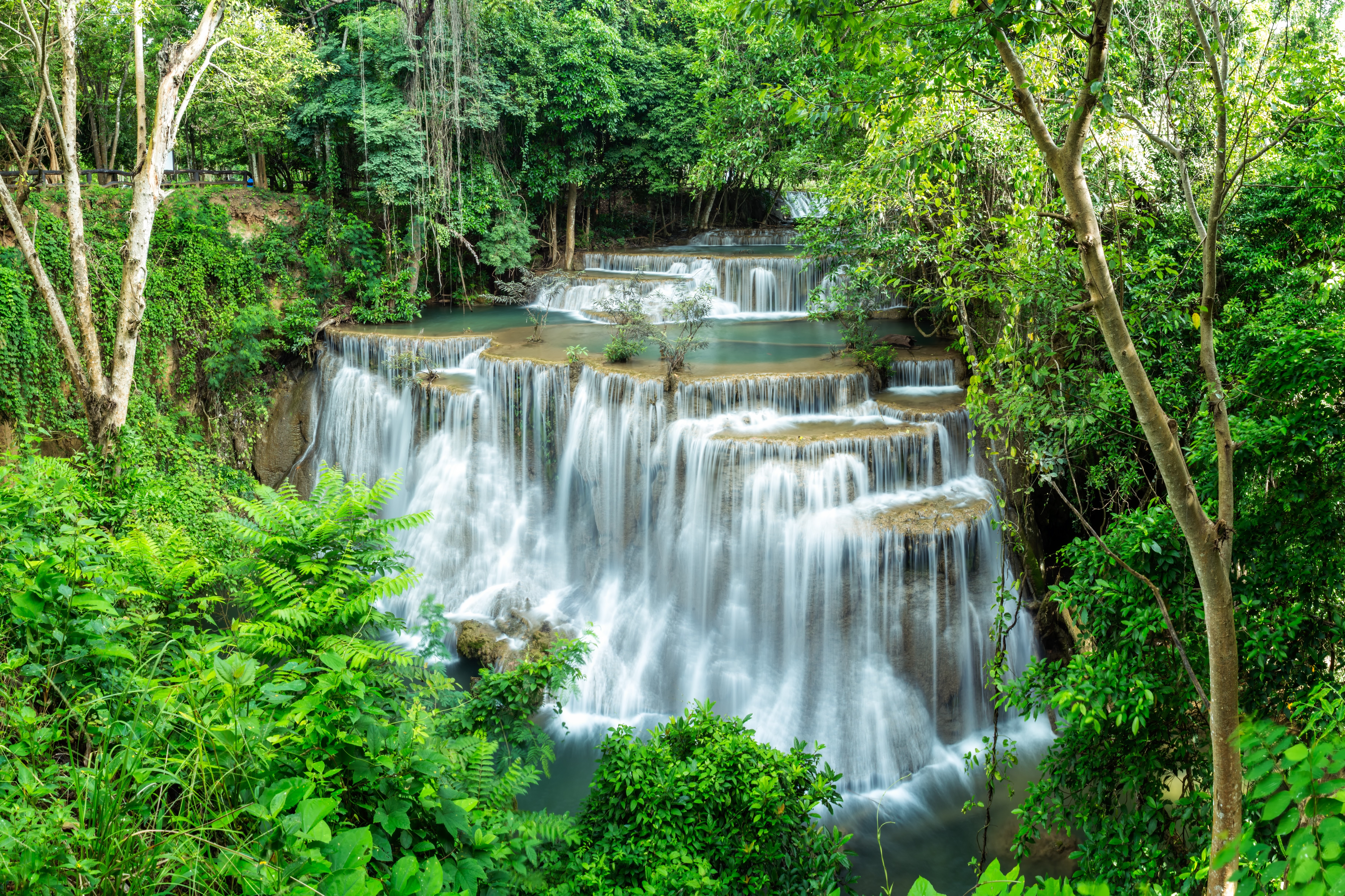 1526268壁紙のダウンロード地球, フアイ メイ カミン滝, エラワン滝, 国立公園, タイ, 滝-スクリーンセーバーと写真を無料で