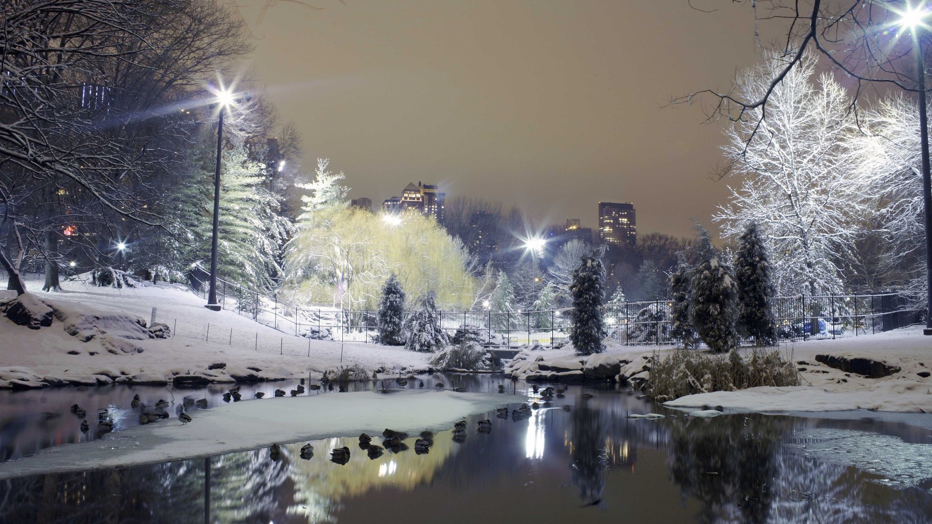 фото ночного города зимой