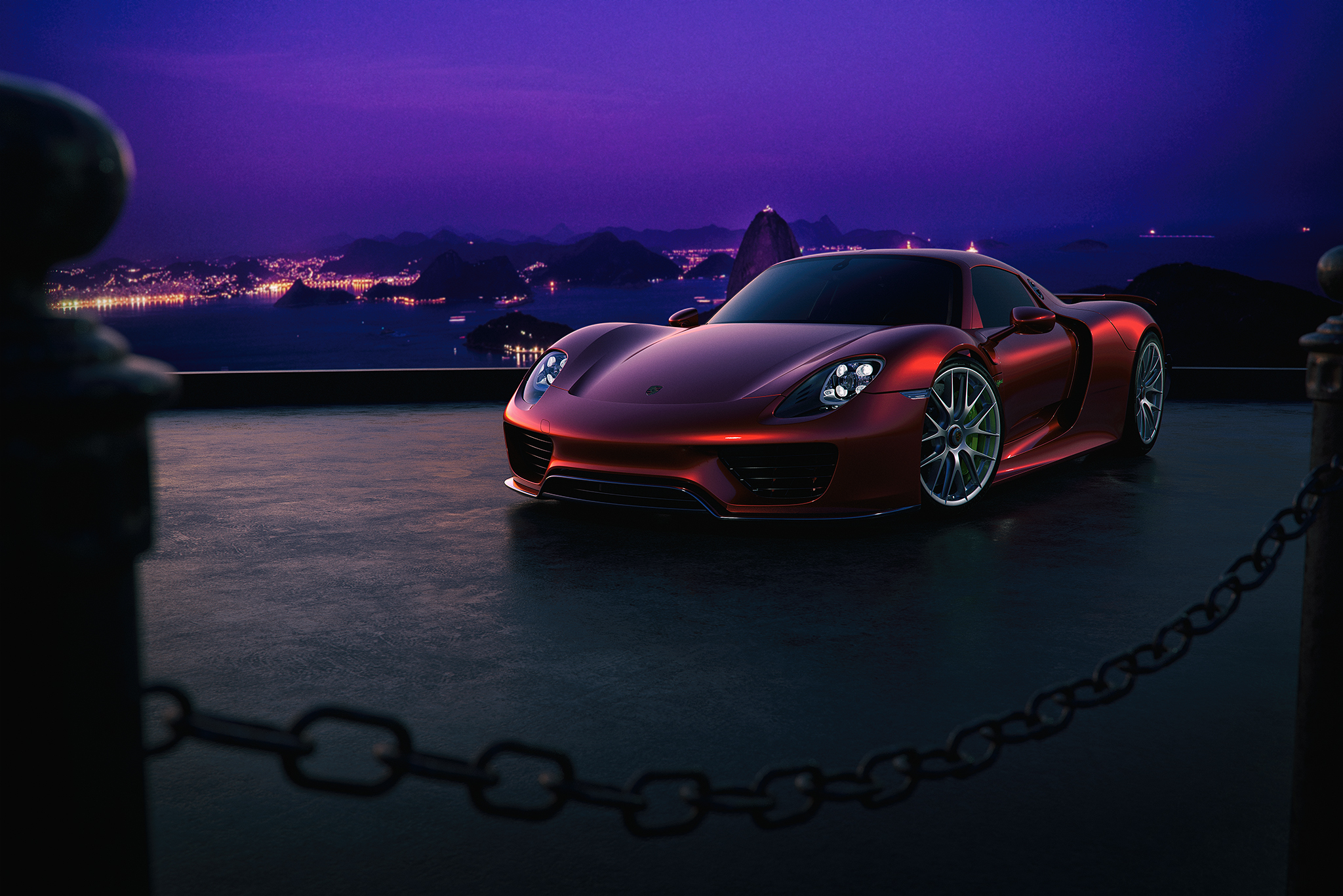 wallpapers cars, porsche, night, 918, side view