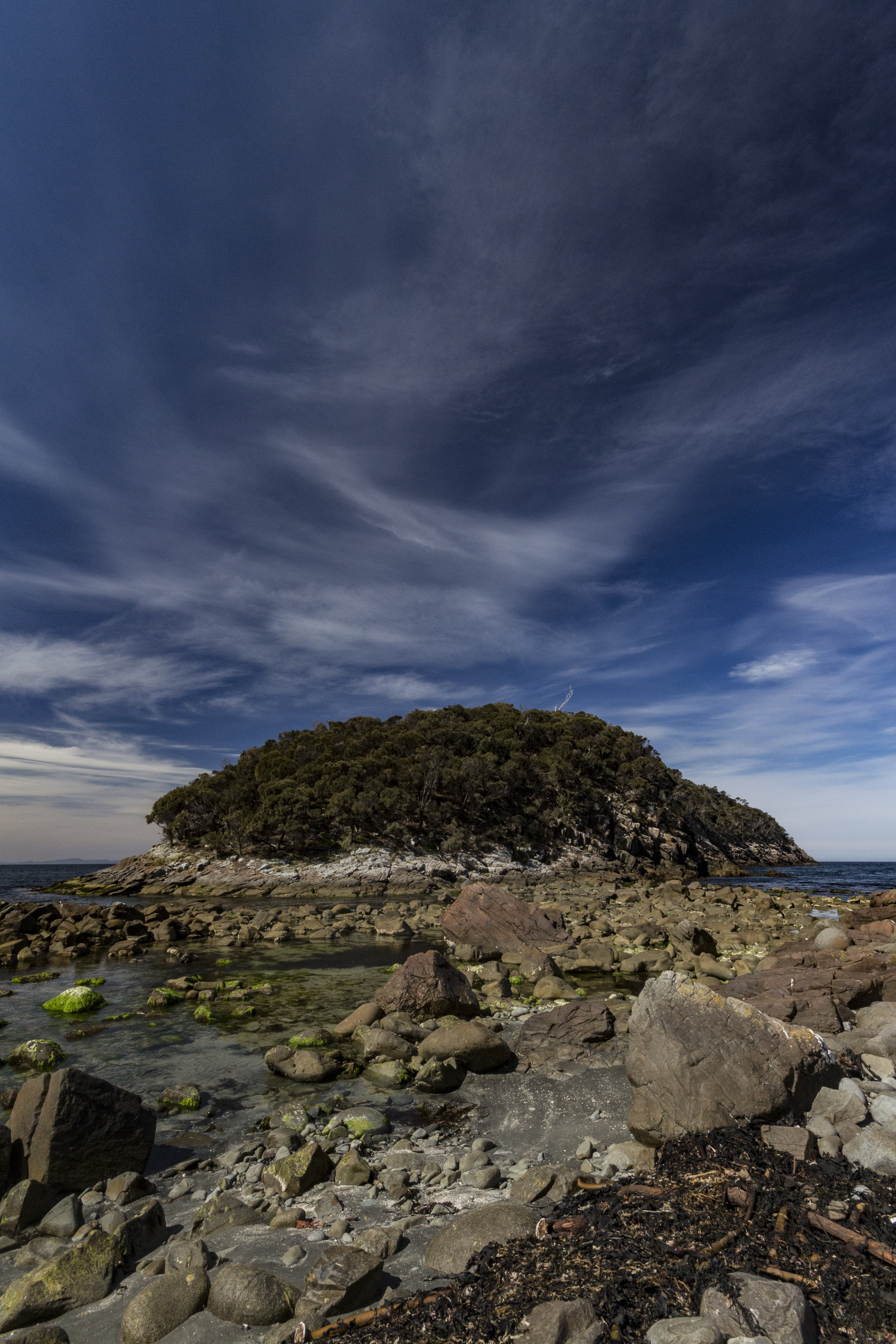 Free download wallpaper Nature, Stones, Sky, Clouds, Rocks, Island on your PC desktop