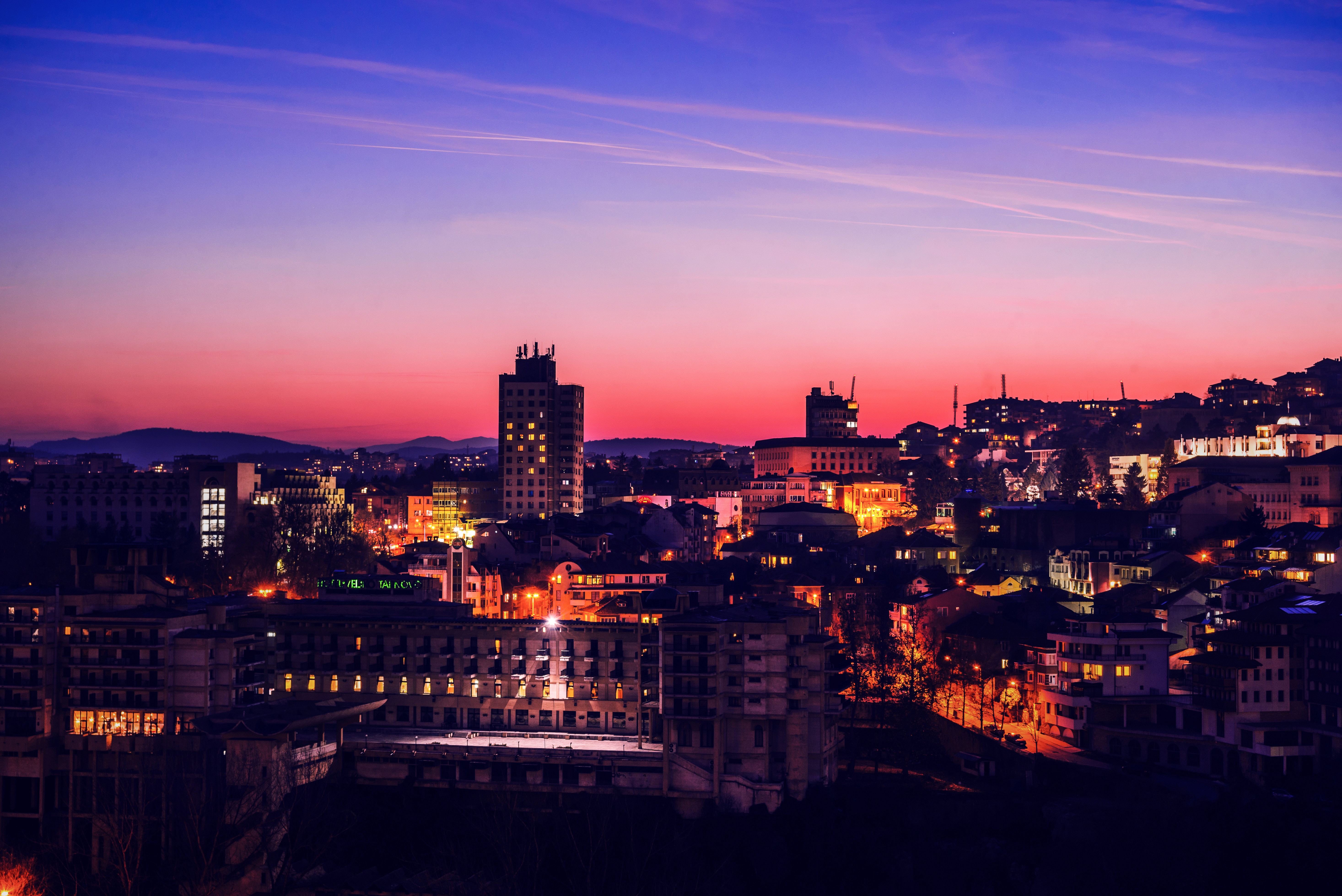 HD wallpaper city lights, sky, cities, sunset, architecture, building, night city