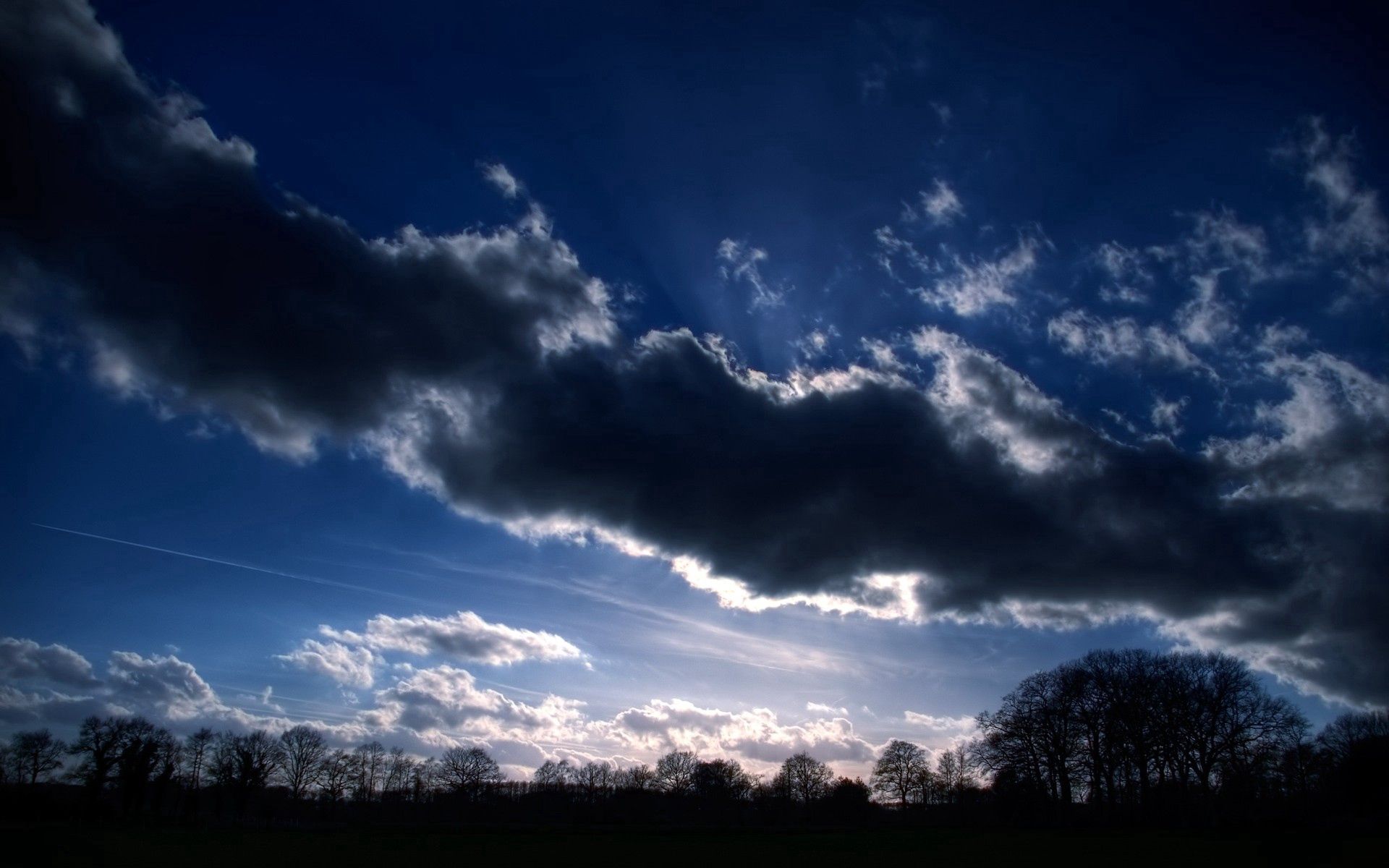 1920x1080 Background clouds, nature, trees, sky, sun, shadow