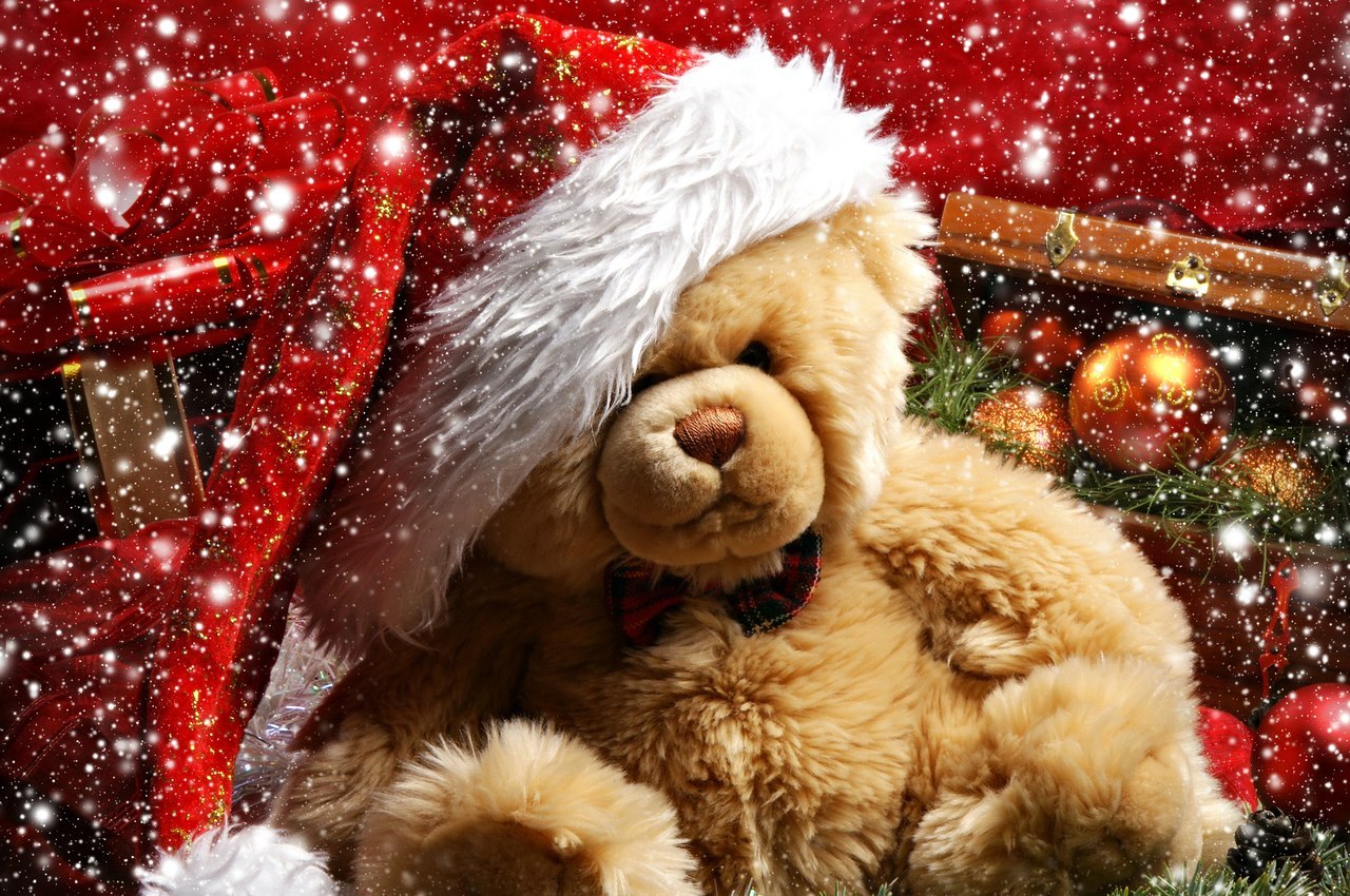 Download mobile wallpaper Holidays, New Year, Toys, Christmas Xmas, Teddy Bear for free.