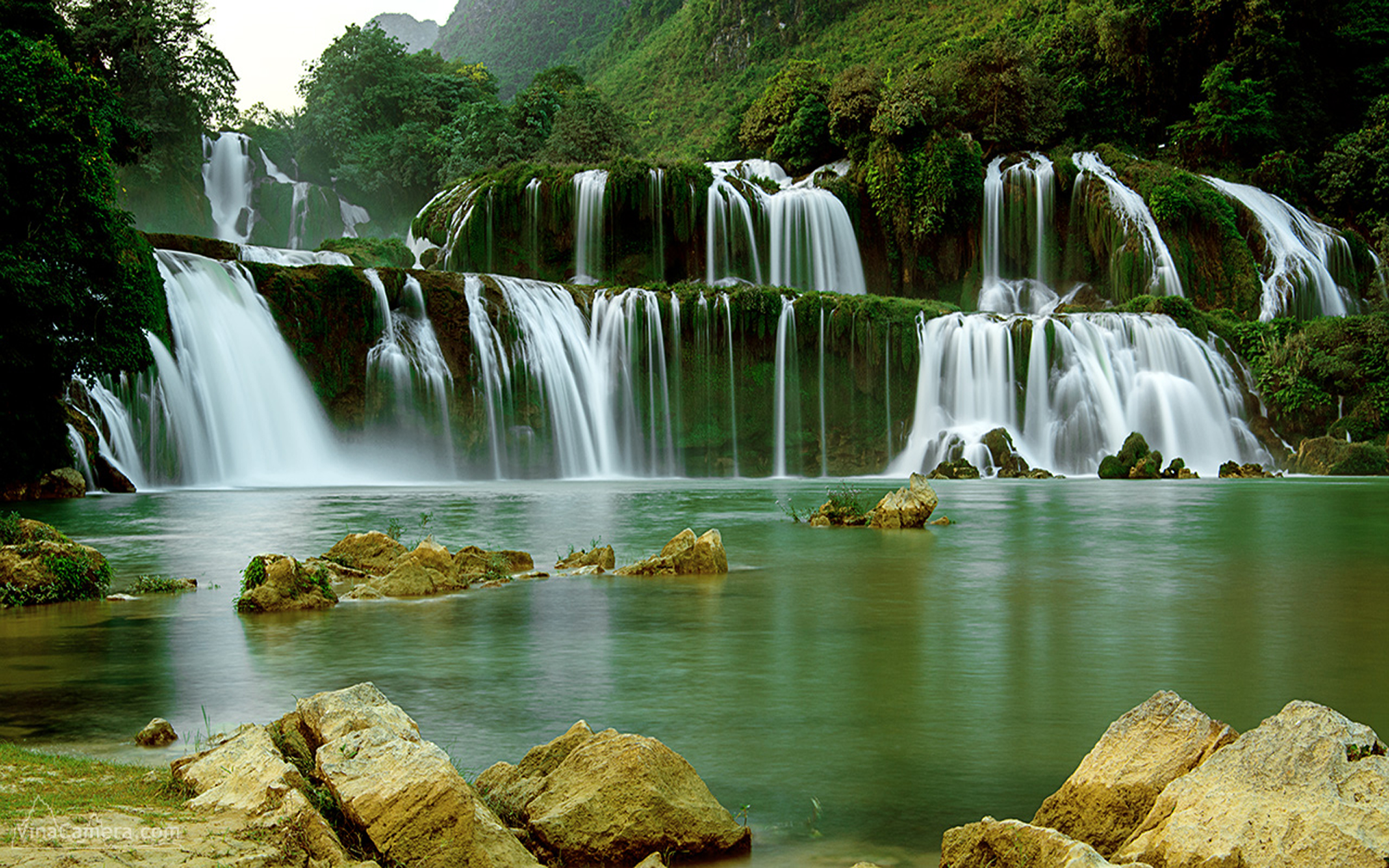 ban gioc detian falls, earth, china, vietnam, waterfall, waterfalls