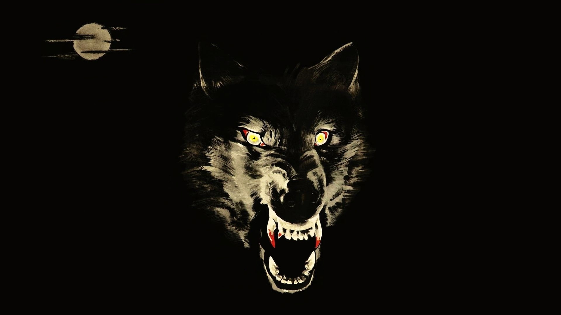 Оскал волка на темном фоне