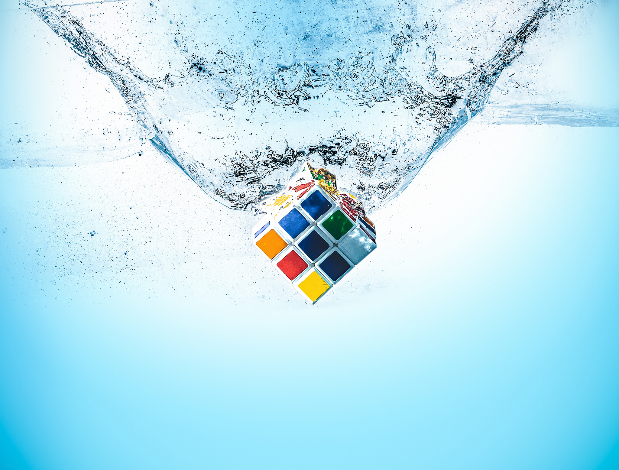 splash, rubik's cube, water, game