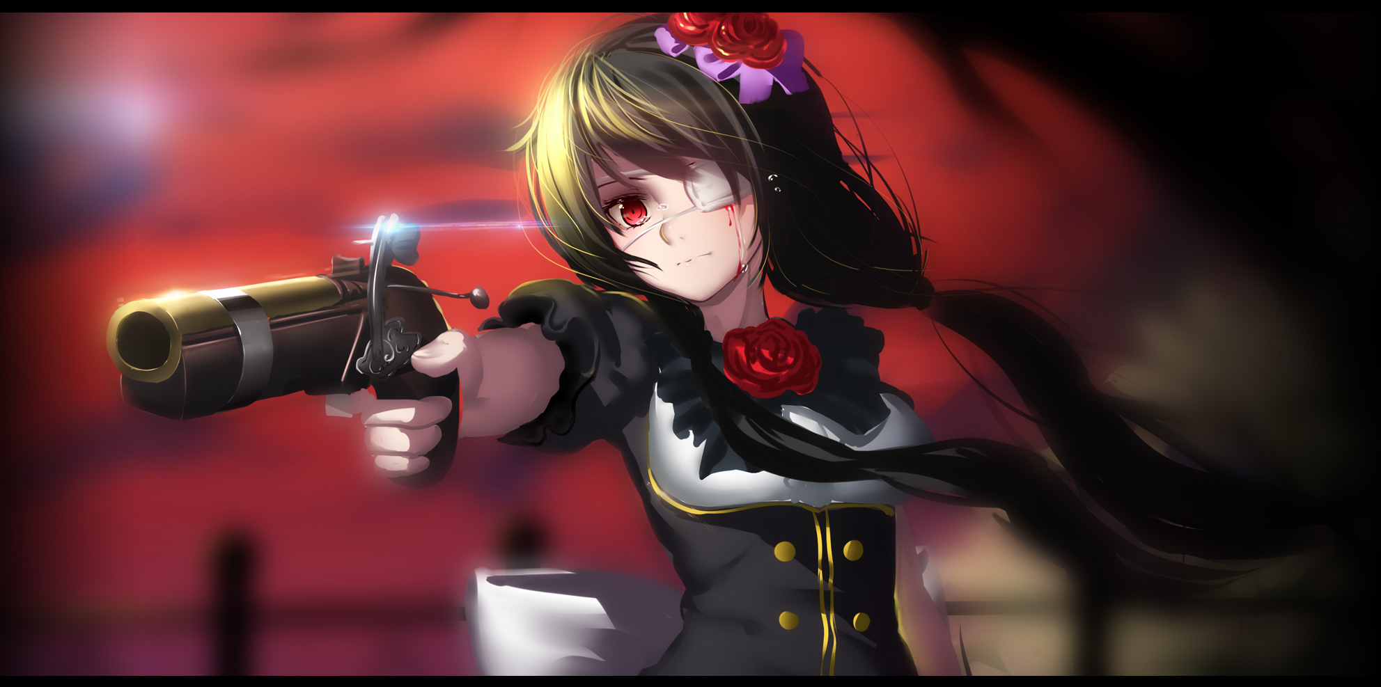 Куруми Токисаки с пистолетом