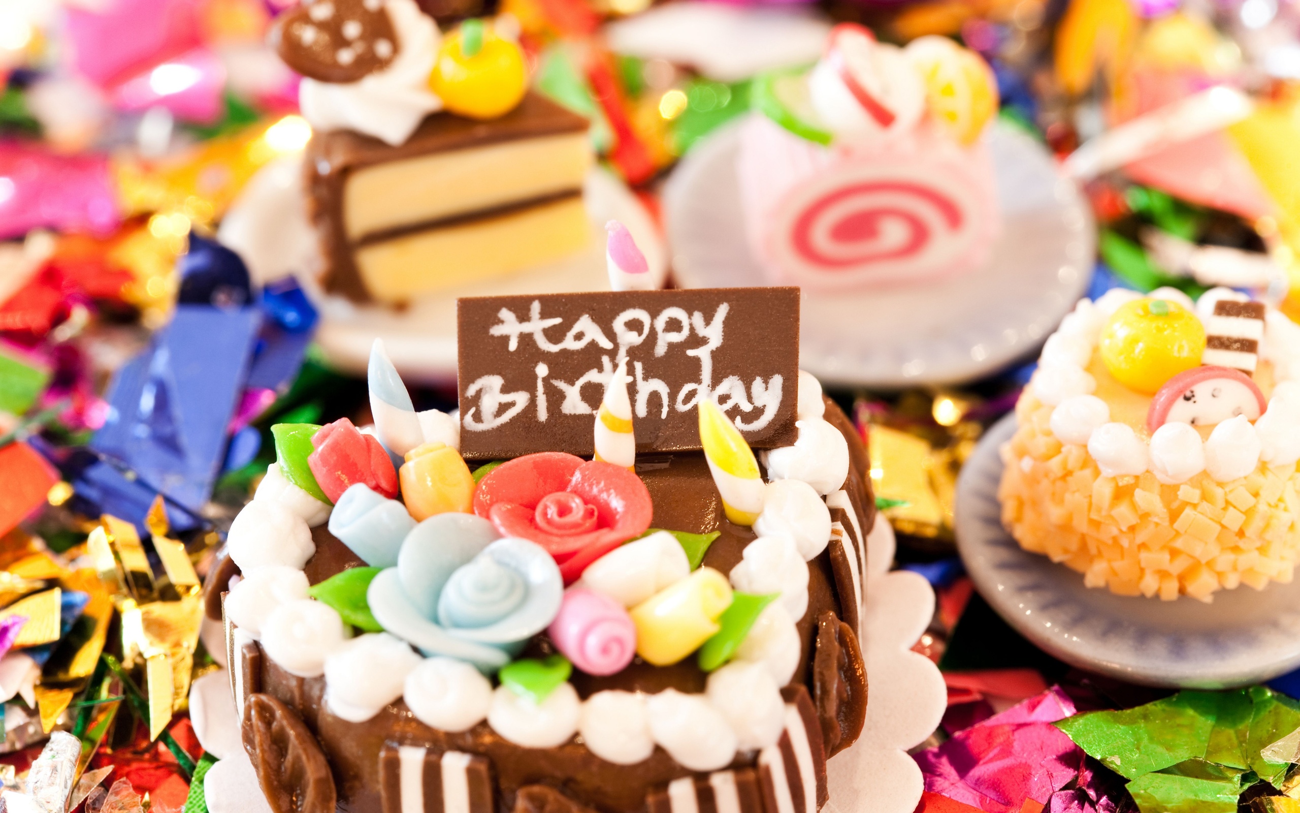 colorful, happy birthday, holiday, birthday, dessert, sugar, sweets HD wallpaper