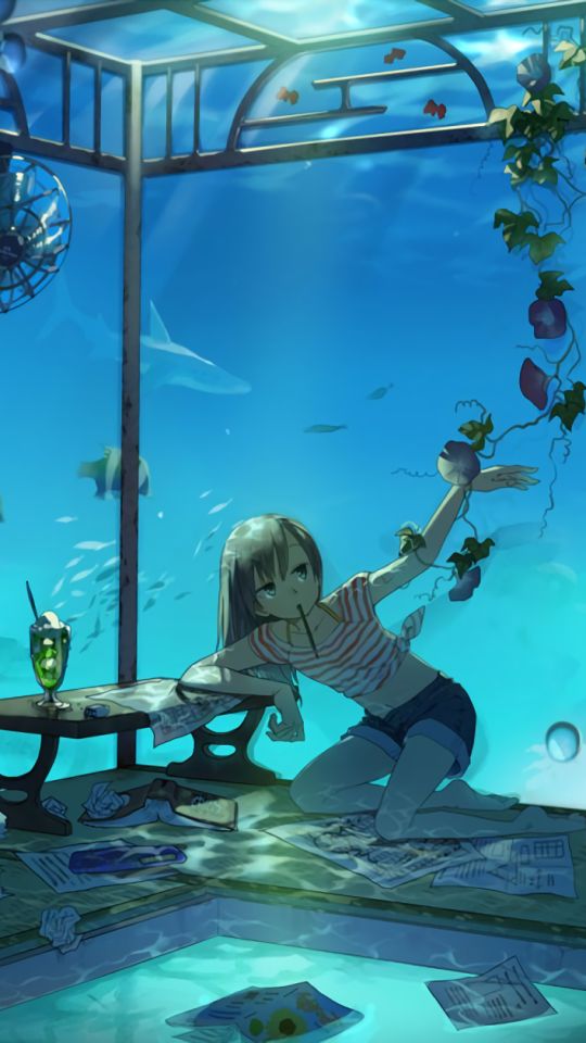 Wallpaper : anime girls, artwork, closed eyes, blue hair, in water,  underwater 1410x2047 - FGO2020 - 2124641 - HD Wallpapers - WallHere