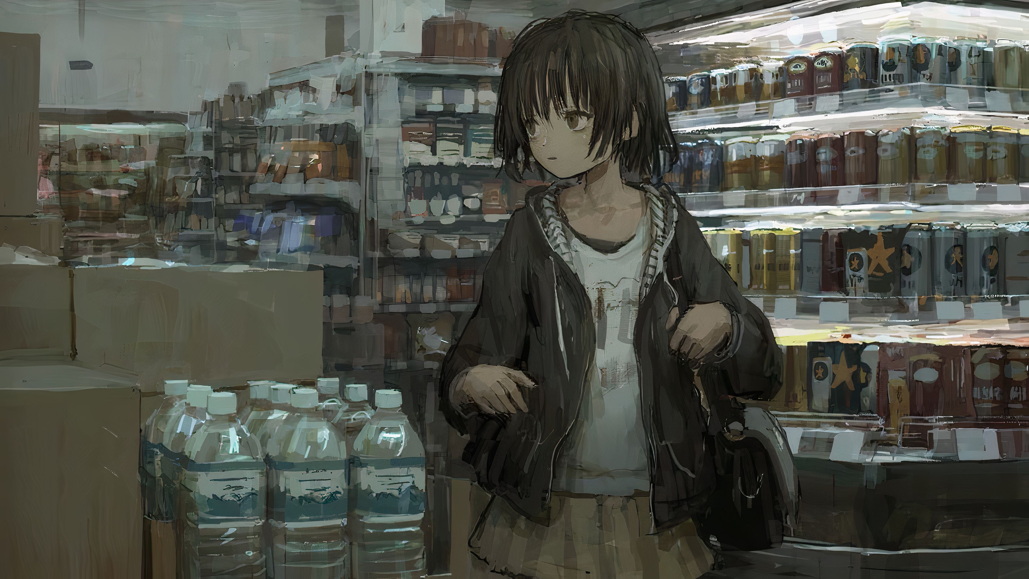 prompthunt: lomography, anime background, a detailed nike shop interior,  glowing, haruhiko mikimoto, hisashi eguchi, lodoss, architectural  perspective, dramatic lighting, displays with detailed shoes and clothes,  sharpened image, yoshinari yoh