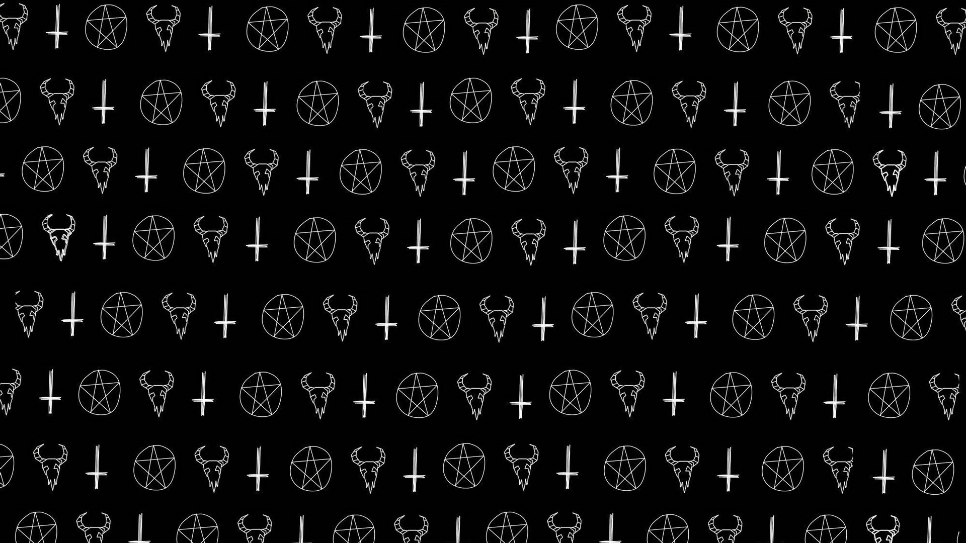 satanic, dark, occult, cross, pattern, pentagram HD wallpaper
