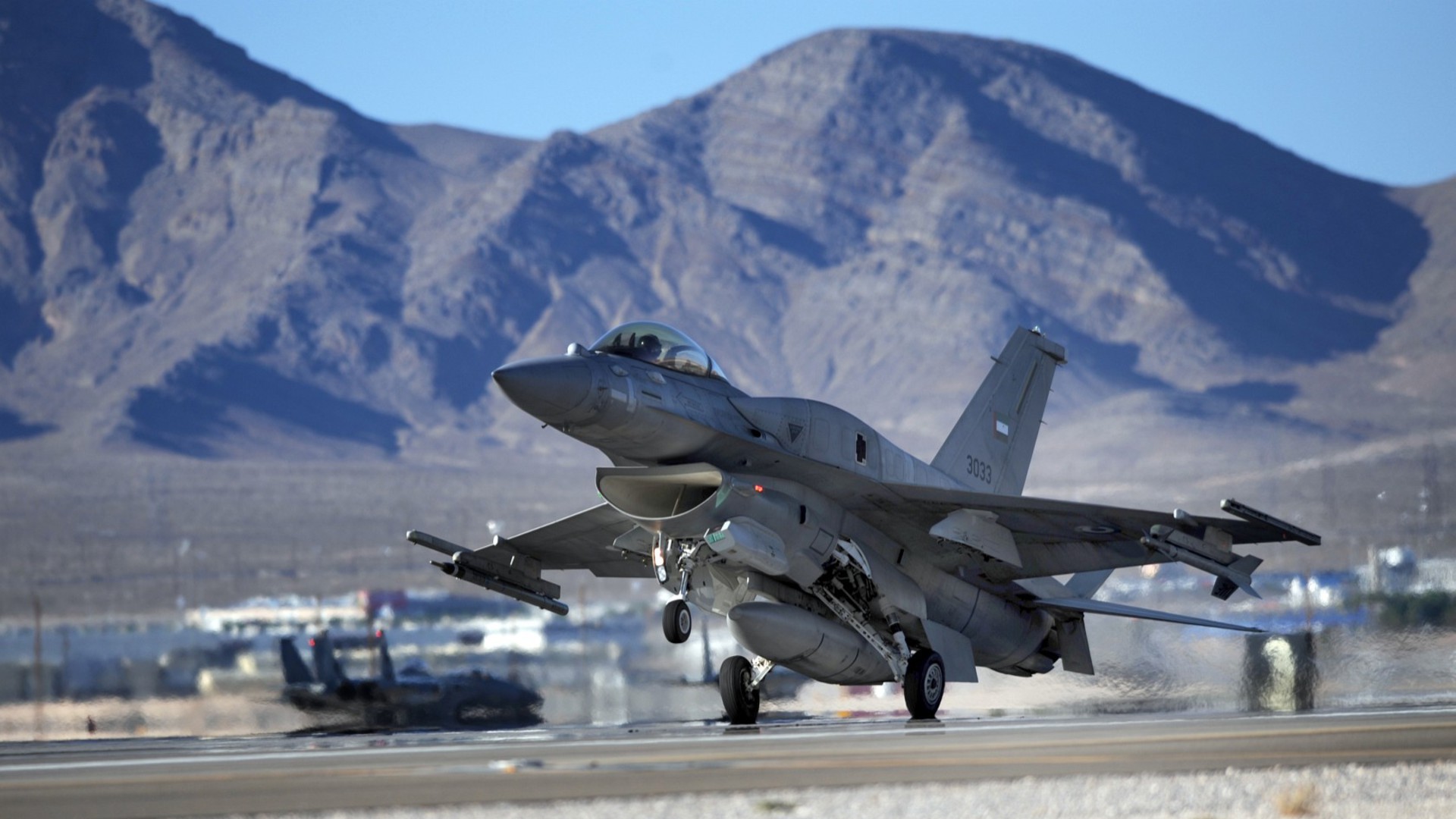 jet, takeoff, military, general dynamics f 16 fighting falcon, aircraft, desert, jet fighters