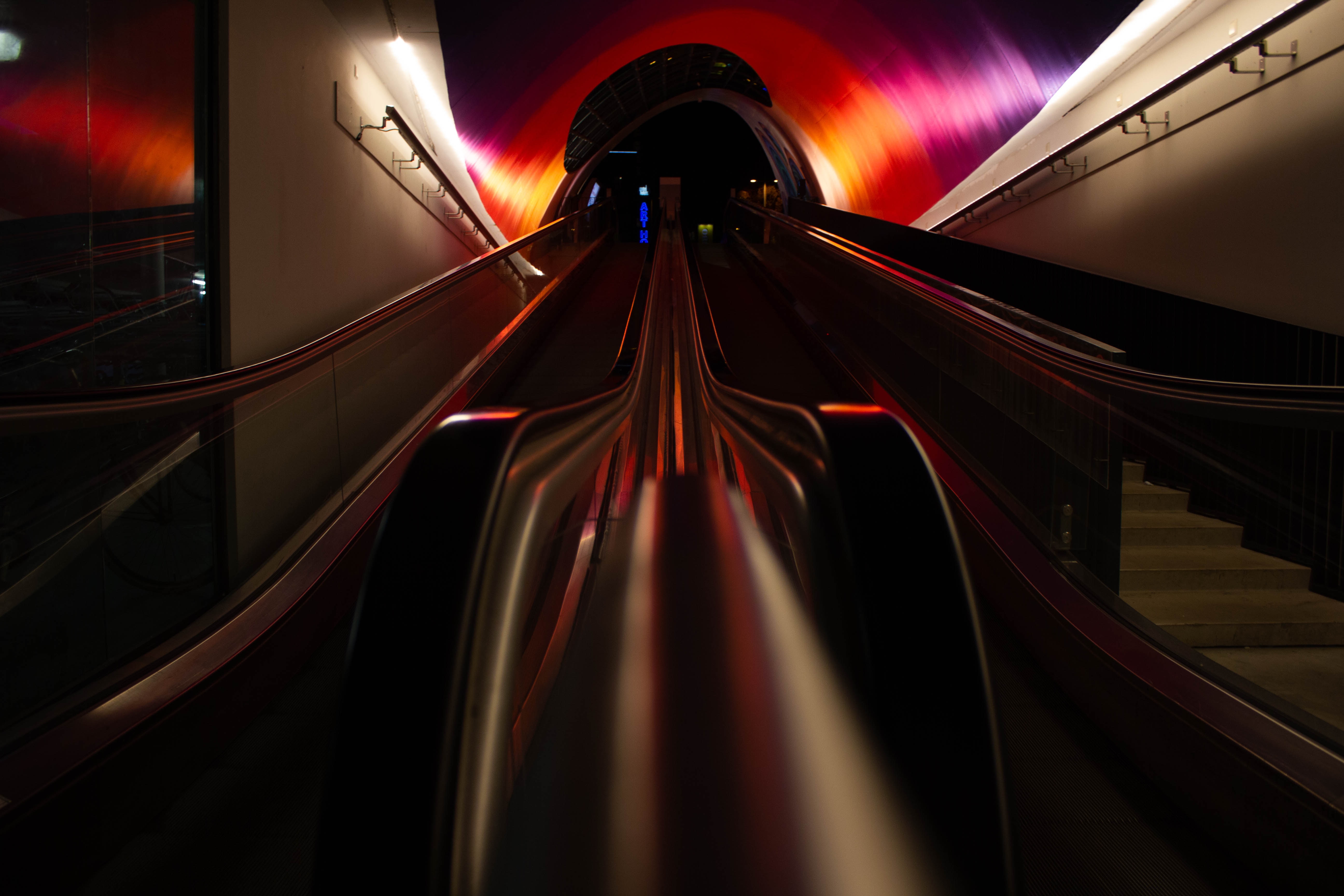 dark, subway, miscellanea, miscellaneous, tunnel, underground, metro, escalator HD wallpaper