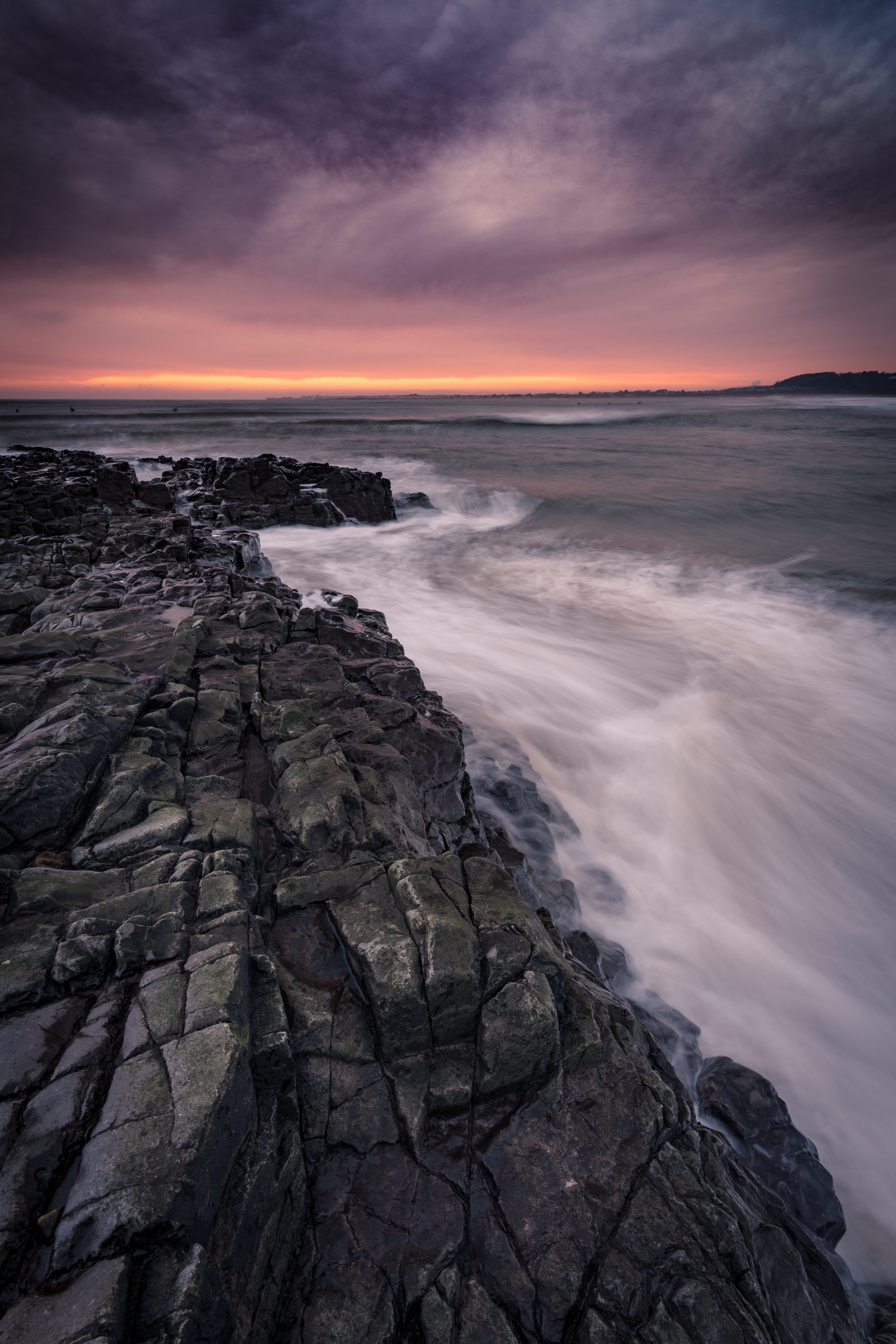 Free download wallpaper Stones, Rocks, Coast, Nature, Sunset, Horizon on your PC desktop