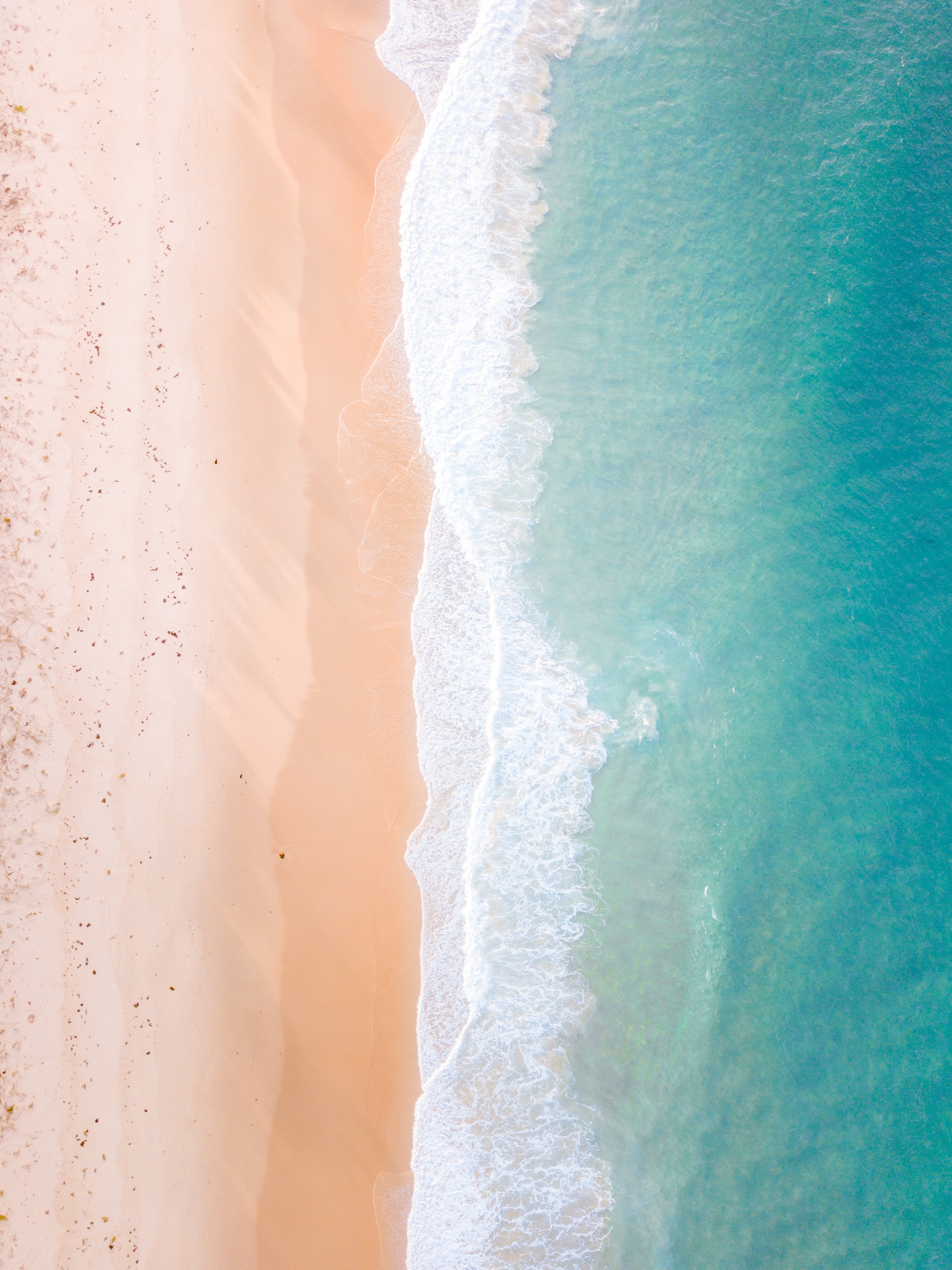 wave, beach, surf, sea, nature, view from above