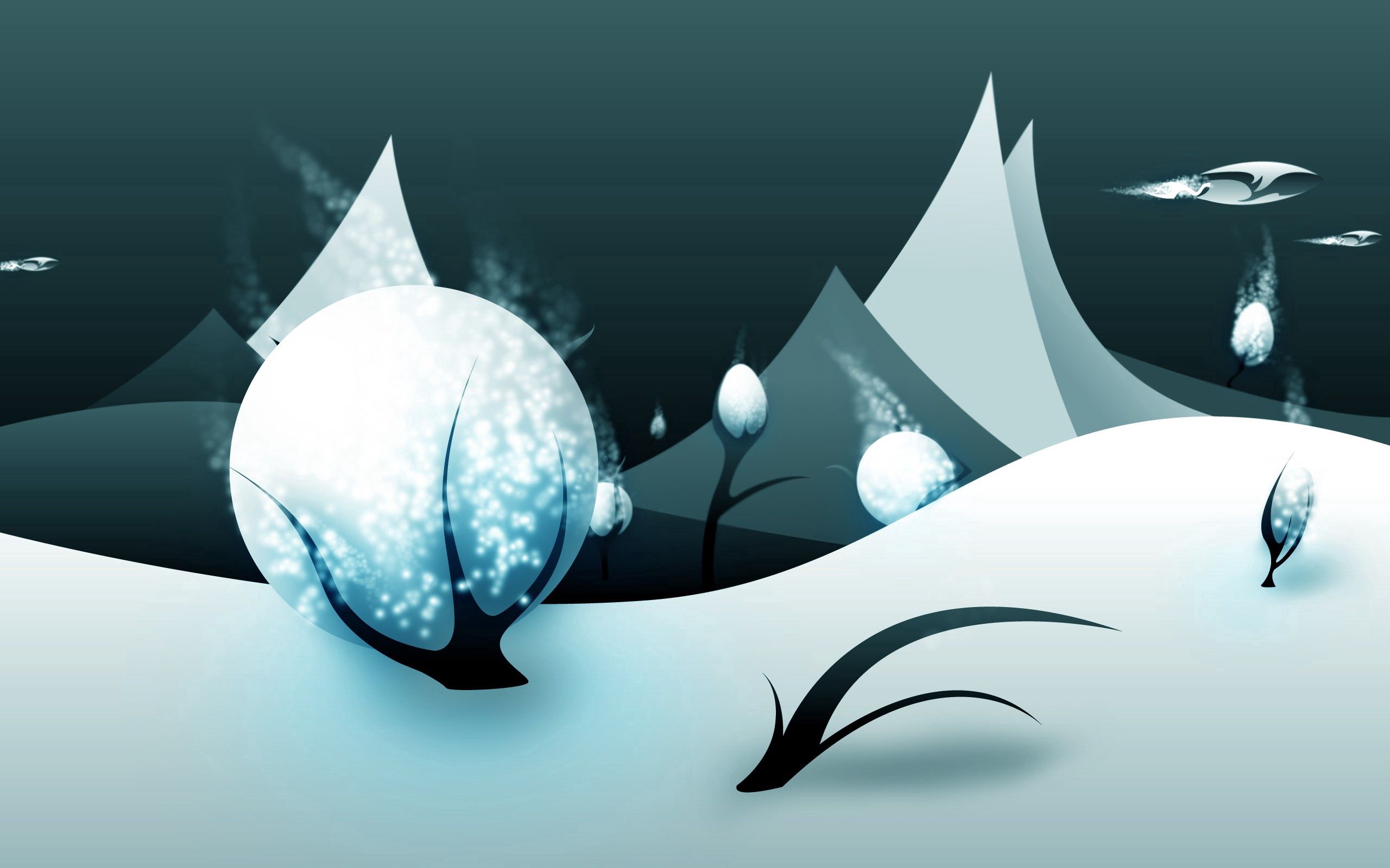 android winter, trees, snow, vector, wind, lump