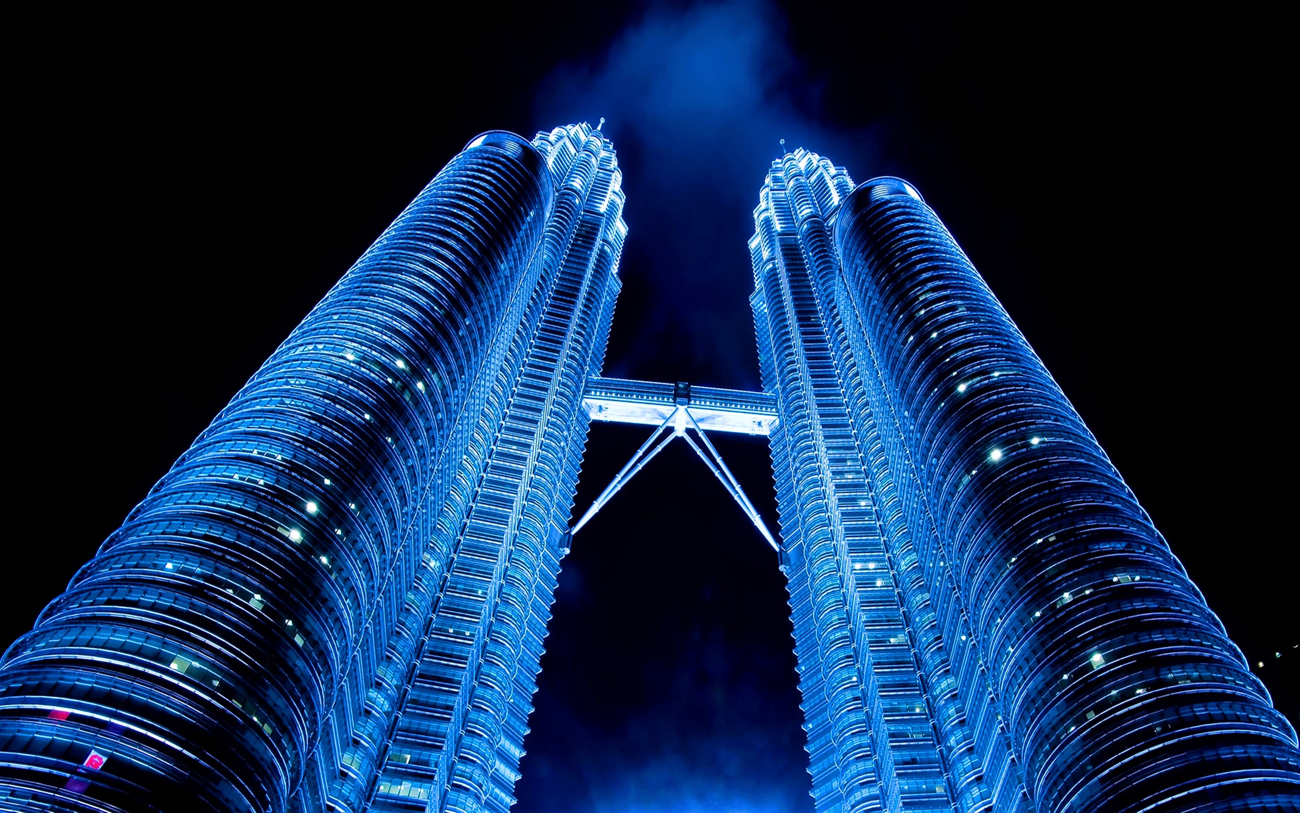 HD wallpaper malaysia, man made, petronas towers, blue, kuala lumpur, light, night, skyscraper