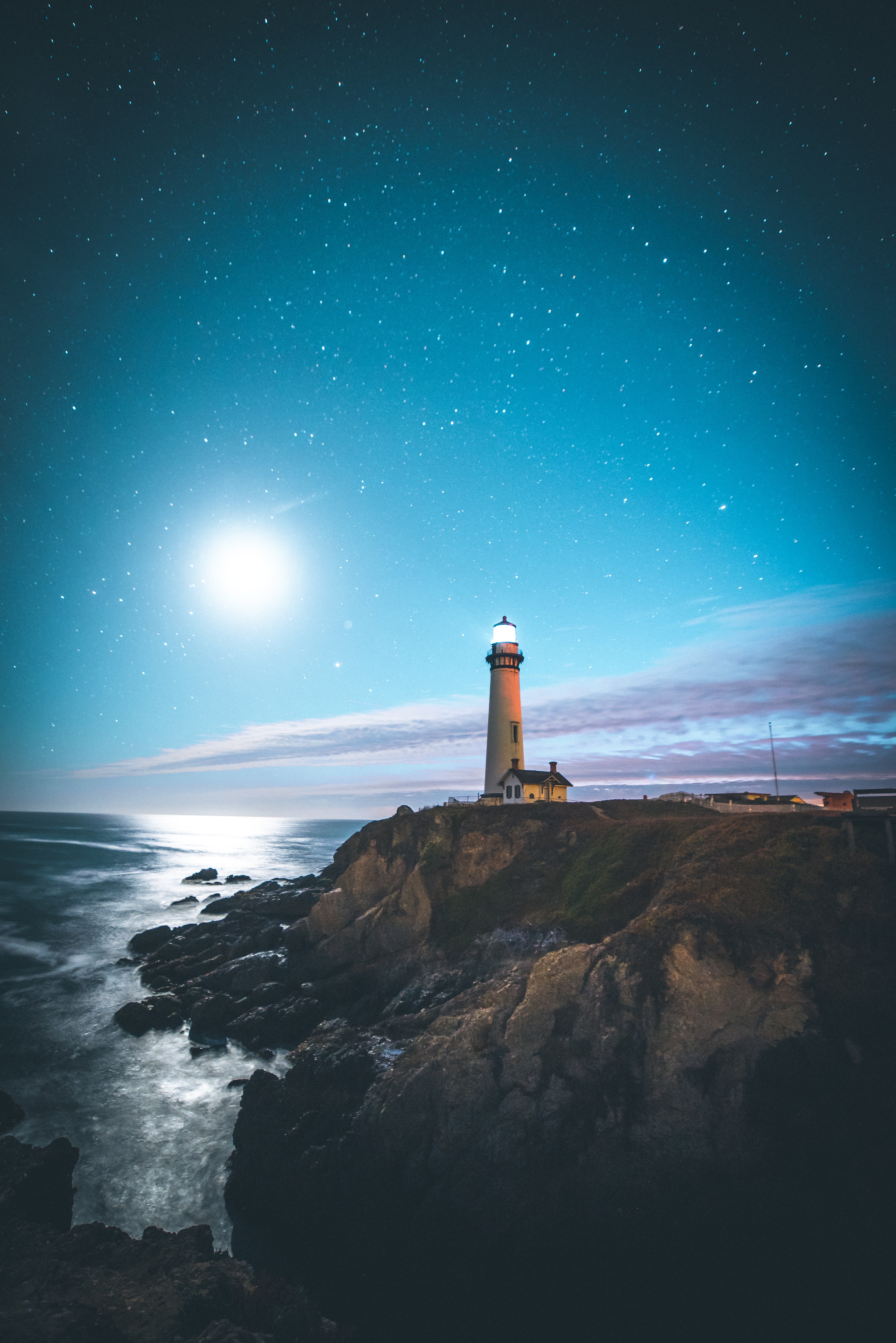 bank, united states, starry sky, shore, nature, usa, lighthouse, pescadero wallpapers for tablet