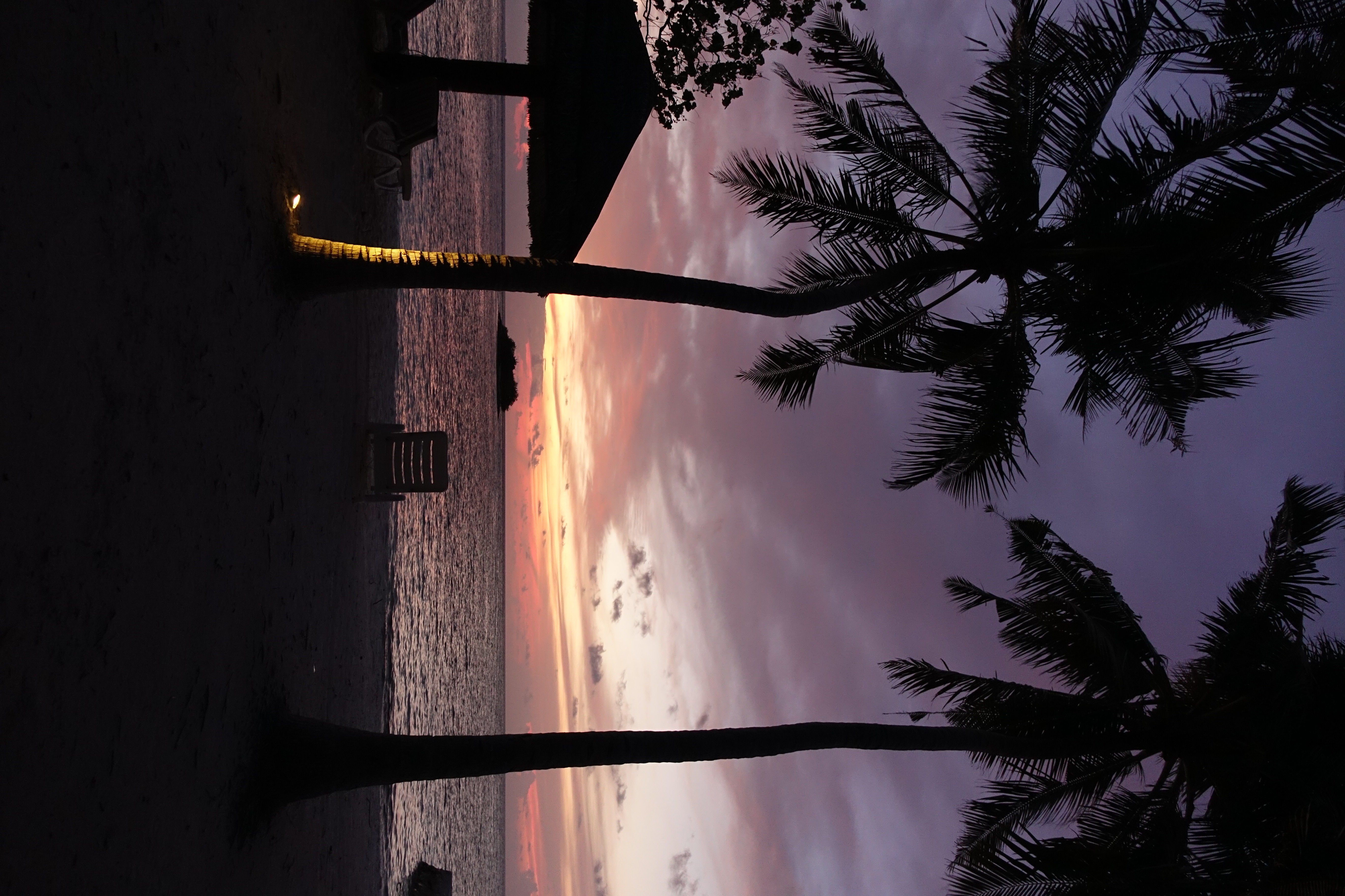 112412 Hintergrundbild herunterladen natur, sea, strand, palms, der stuhl, stuhl, dämmerung, twilight - Bildschirmschoner und Bilder kostenlos