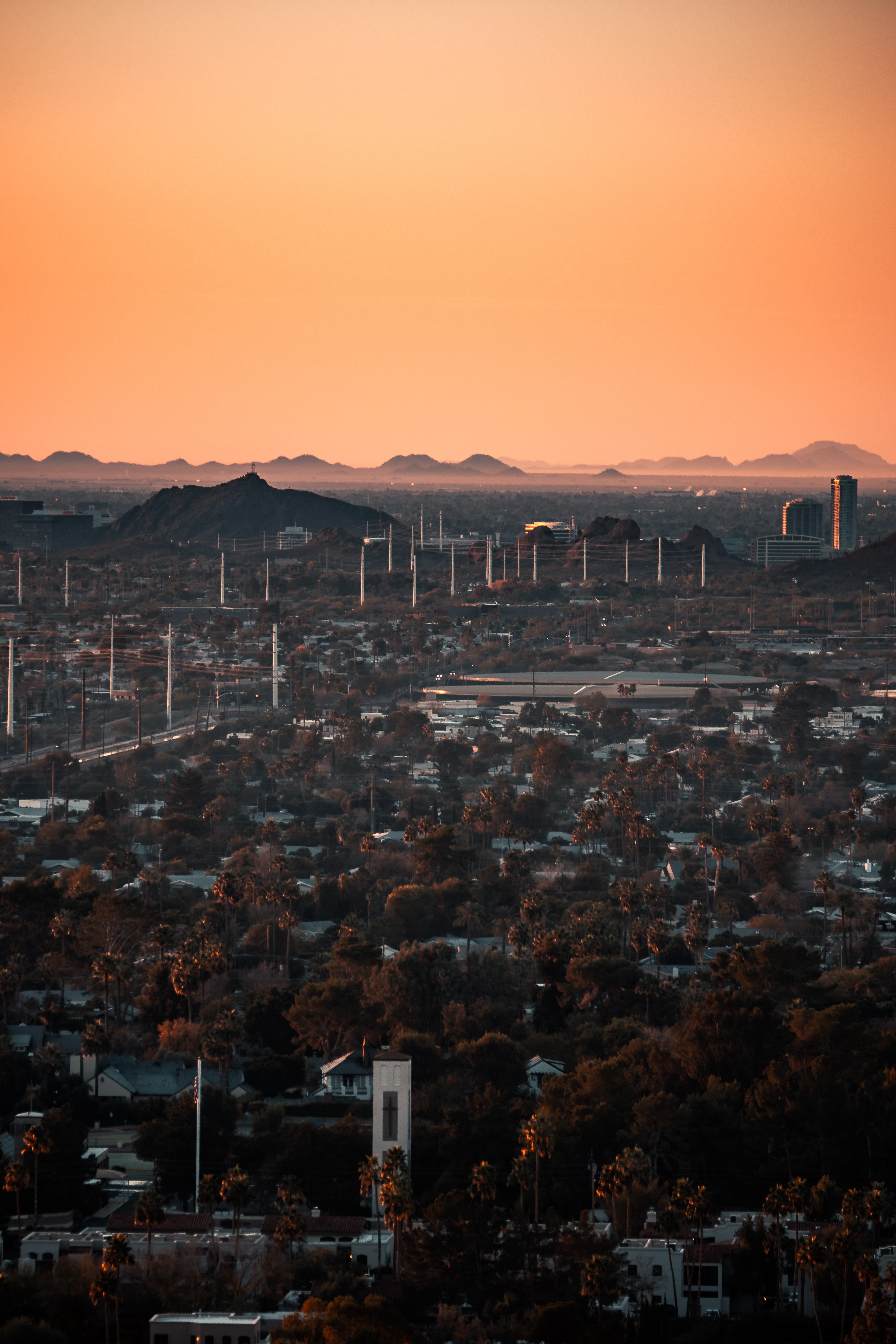 cities, trees, twilight, city, building, view from above, dusk, urban landscape, cityscape UHD